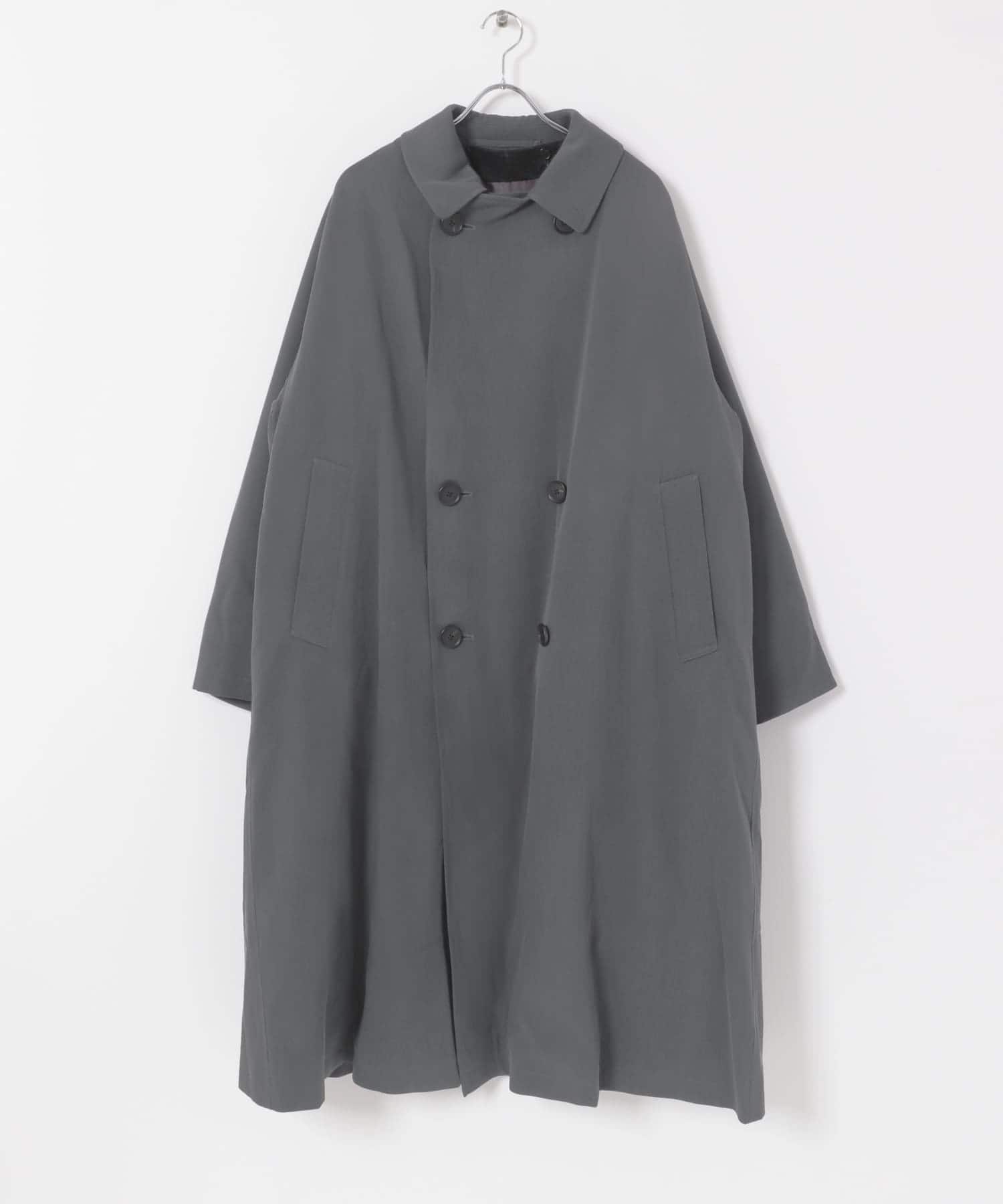 A PRESSE Maxi Length Washed Silk Trench Coat(2 CHARCOAL): アウター
