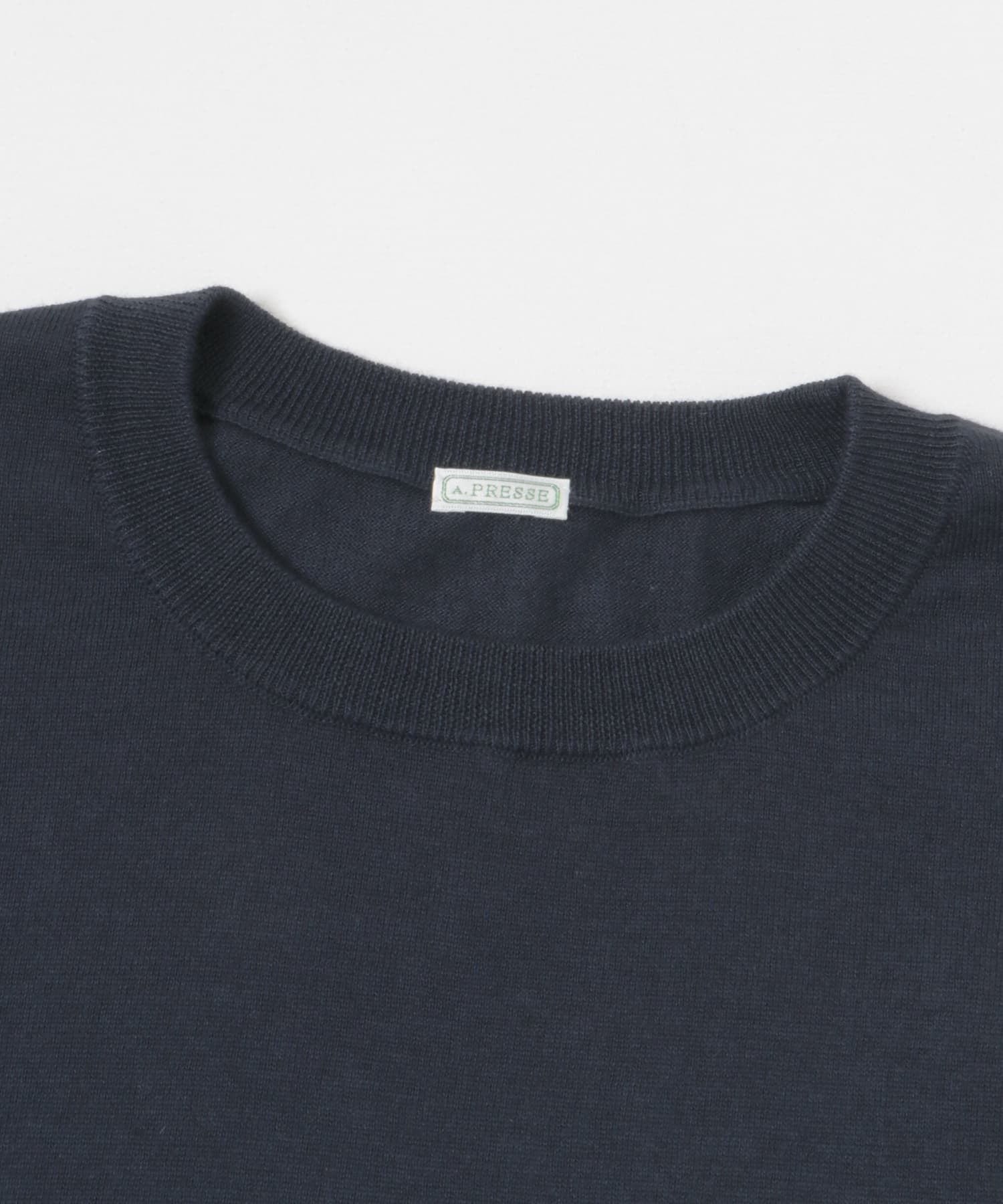 A PRESSE Wool Cotton High Gauge Crew Neck Sweater(2 GRAY