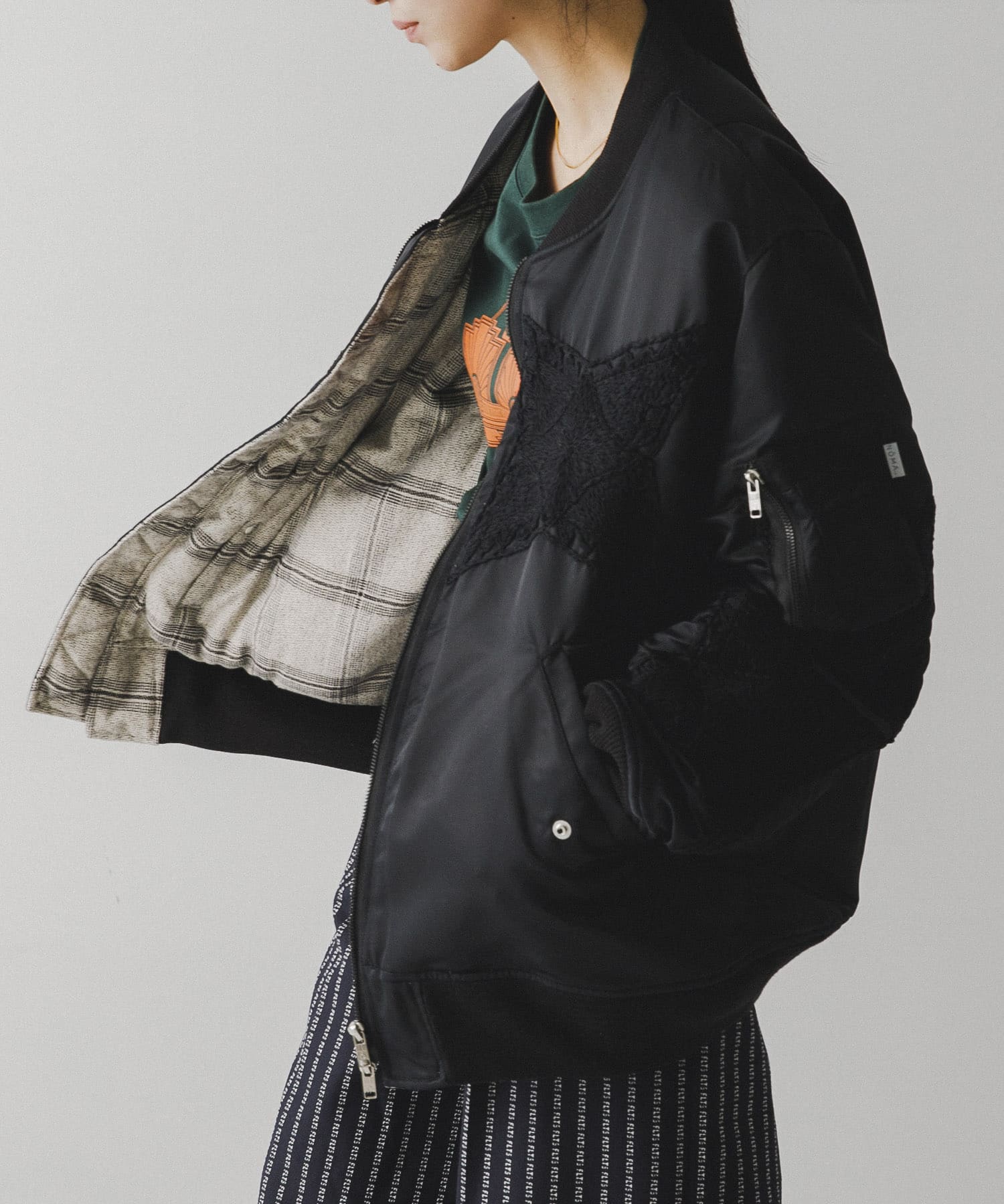 NOMA.　Embroidery Flight Jacket Black 4