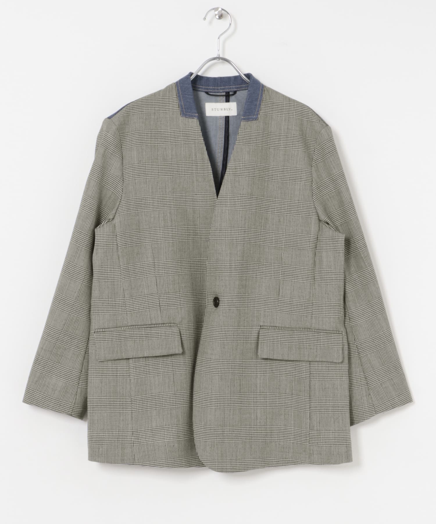 STUMBLY　DENIM COMBI NO COLLAR JK