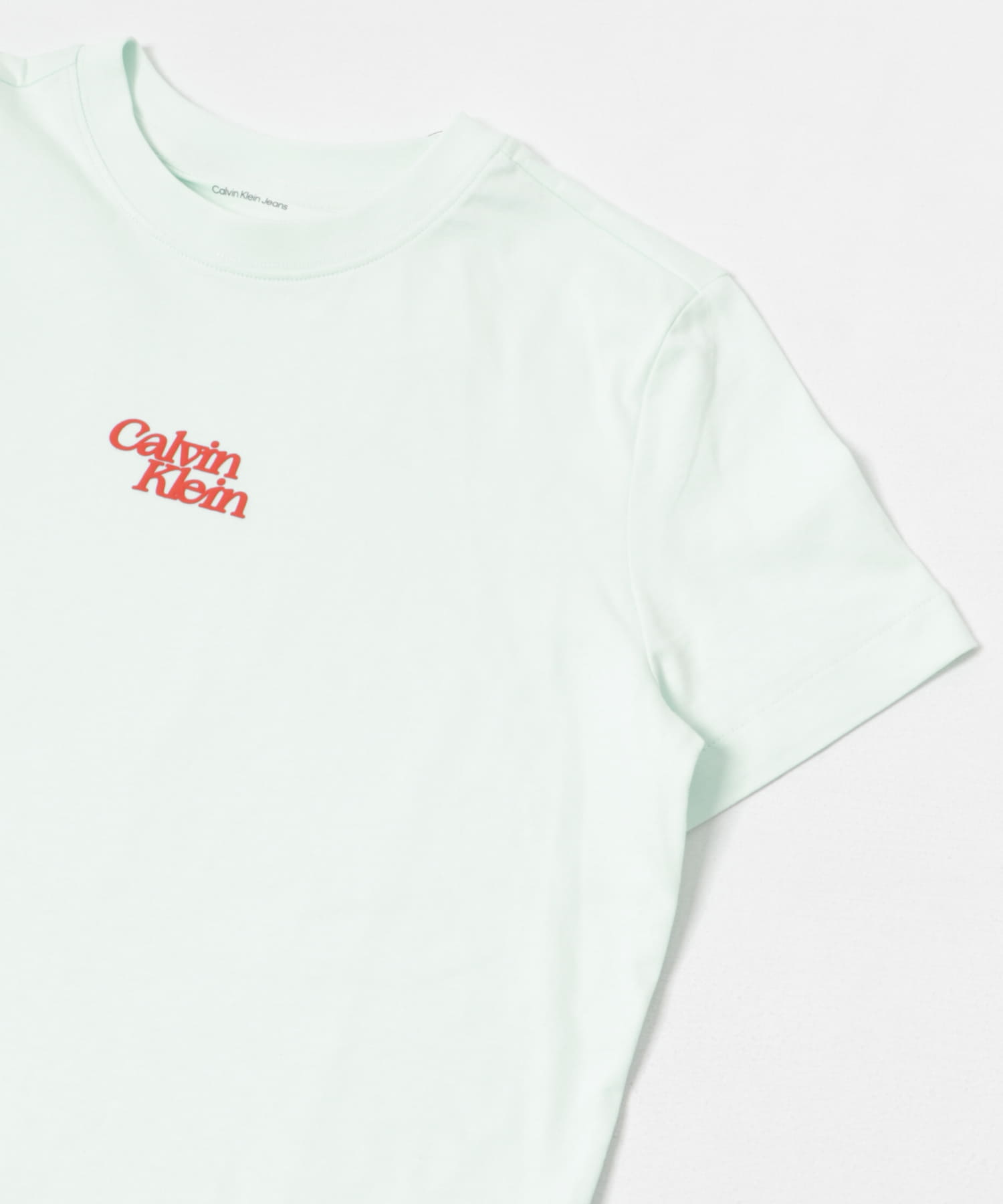Calvin Klein　Flocked Logo Crew neck Tee Mint Julep M