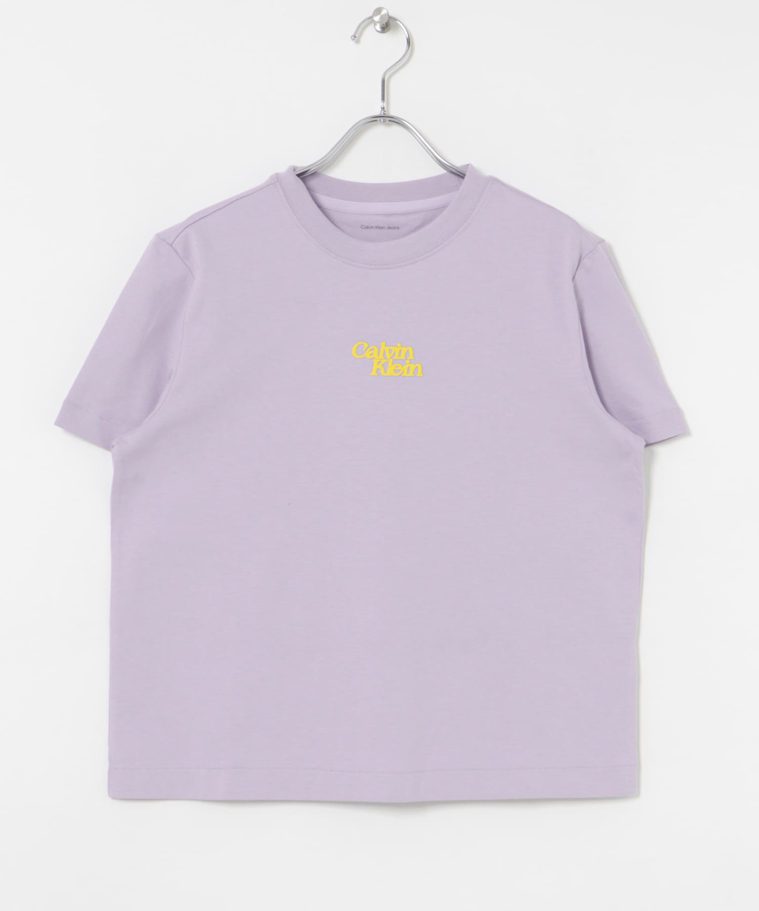 Calvin Klein　Flocked Logo Crew neck Tee L Lavender S