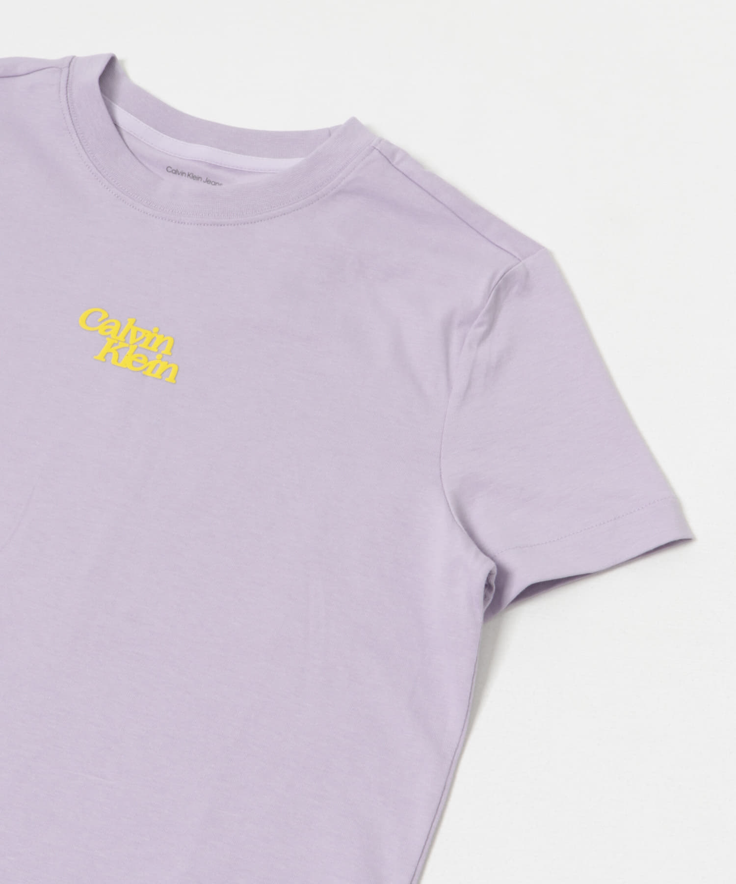 Calvin Klein　Flocked Logo Crew neck Tee L Lavender S
