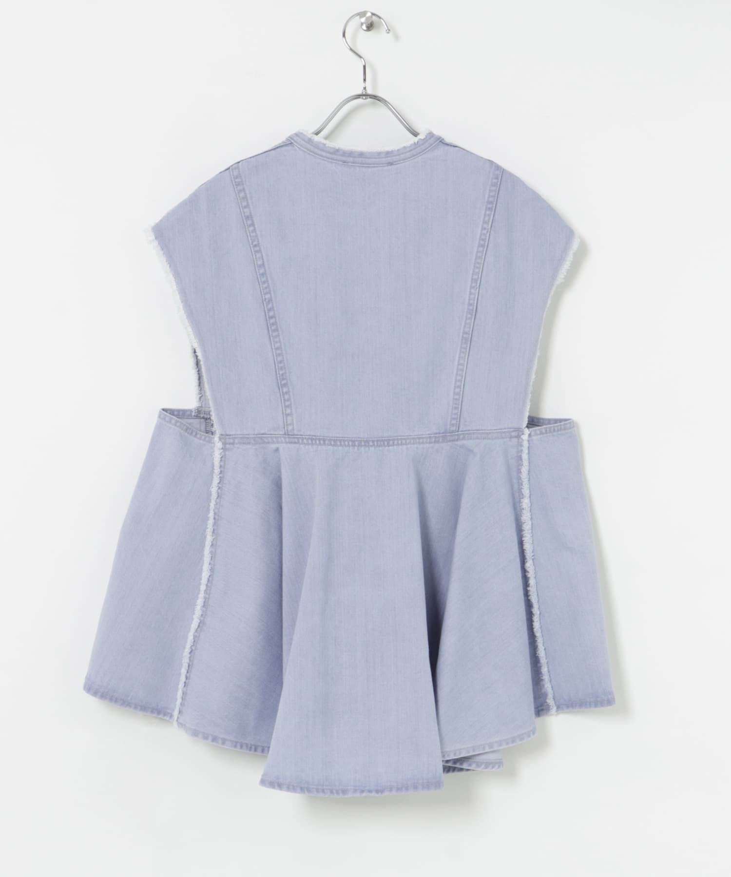 STUMBLY　DENIM BACK PEPLUM BLOUSE WASHEDBLUE 38