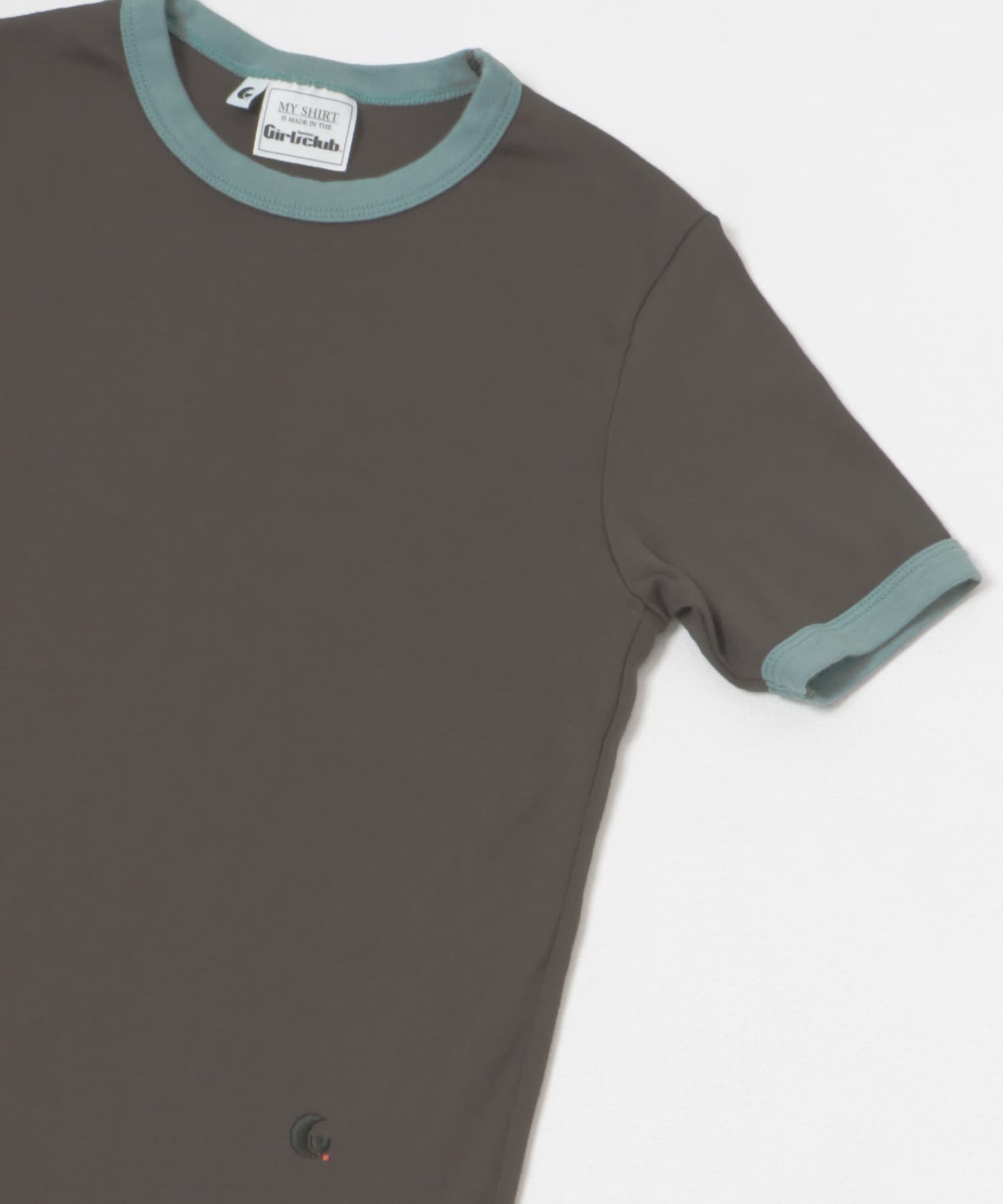 Girls department Club　The trim tee Grey×Green FREE