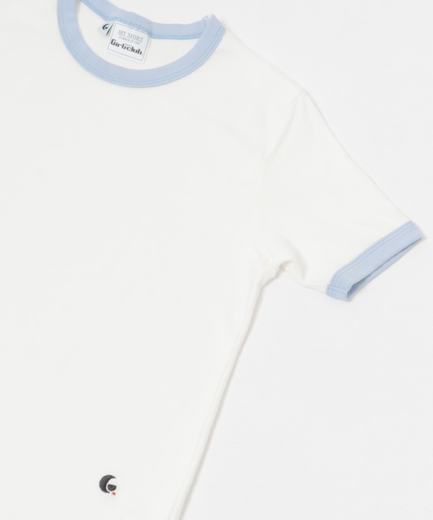 Girls department Club　The trim tee White×Sax FREE