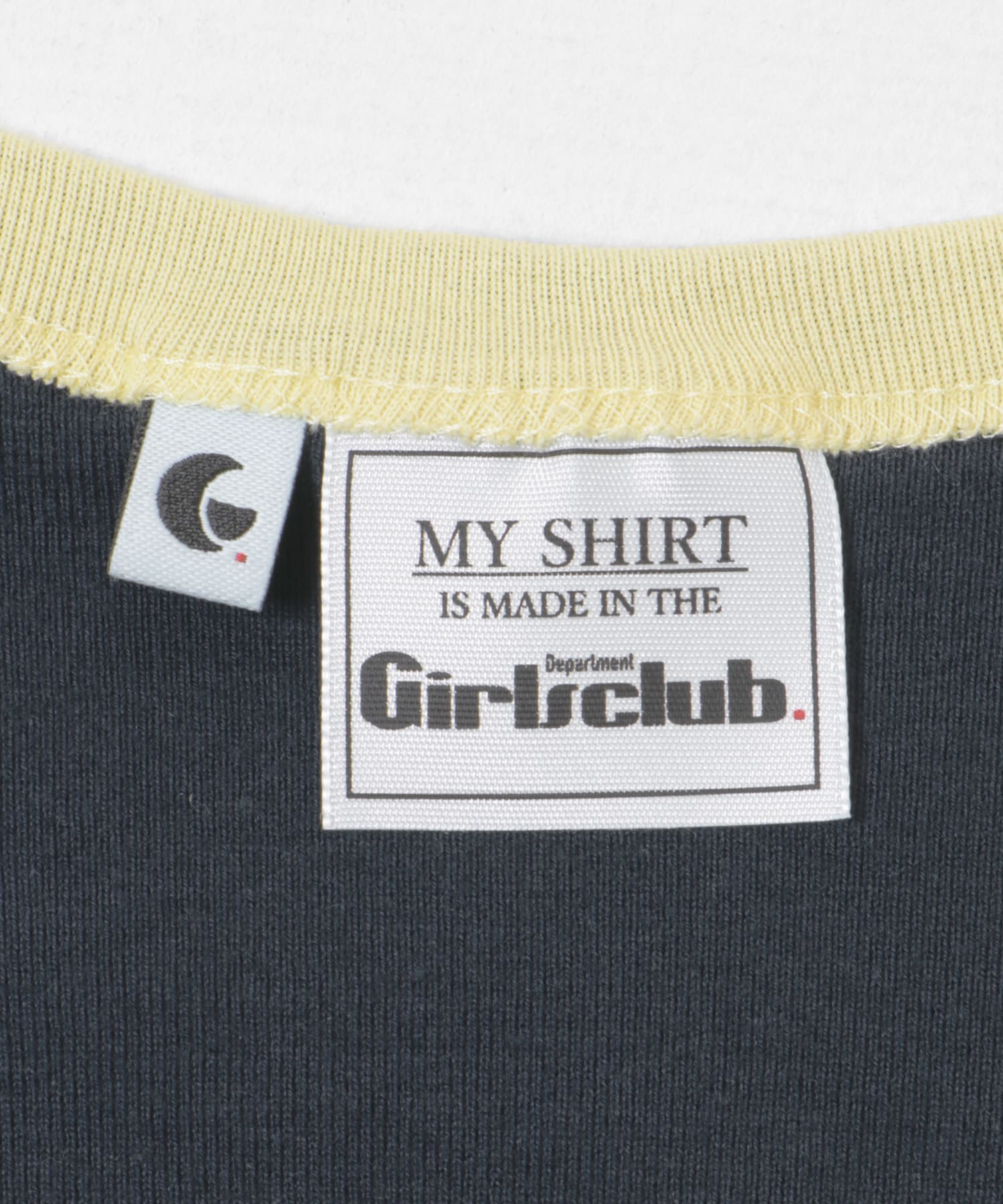 Girls department Club　The trim tee Navy×L.yellow FREE