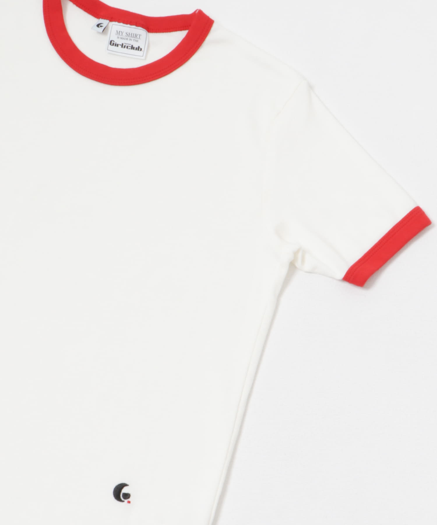 Girls department Club　The trim tee White×Red FREE