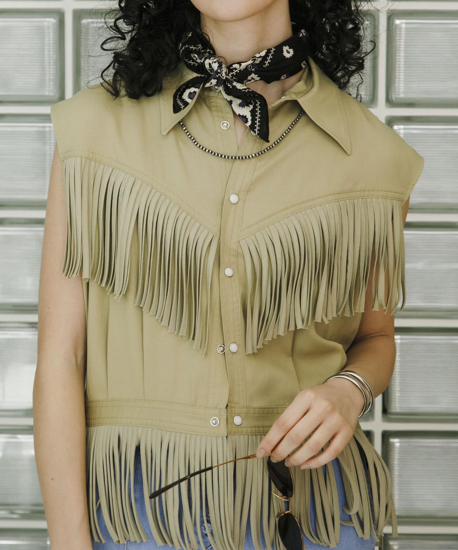 NOMARHYTHM TEXTILE　Fringe Vest BEIGE 1