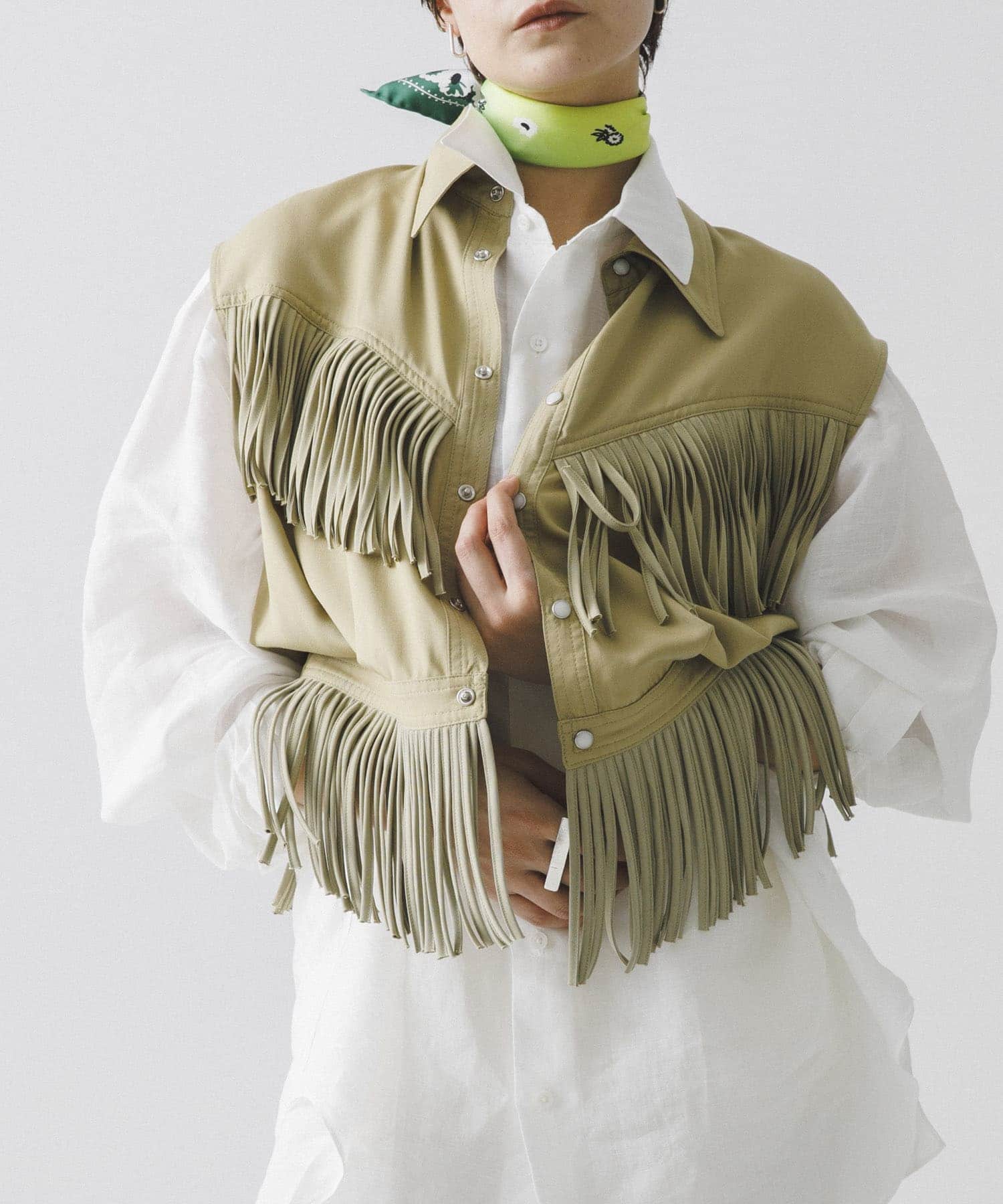 NOMARHYTHM TEXTILE　Fringe Vest BEIGE 1