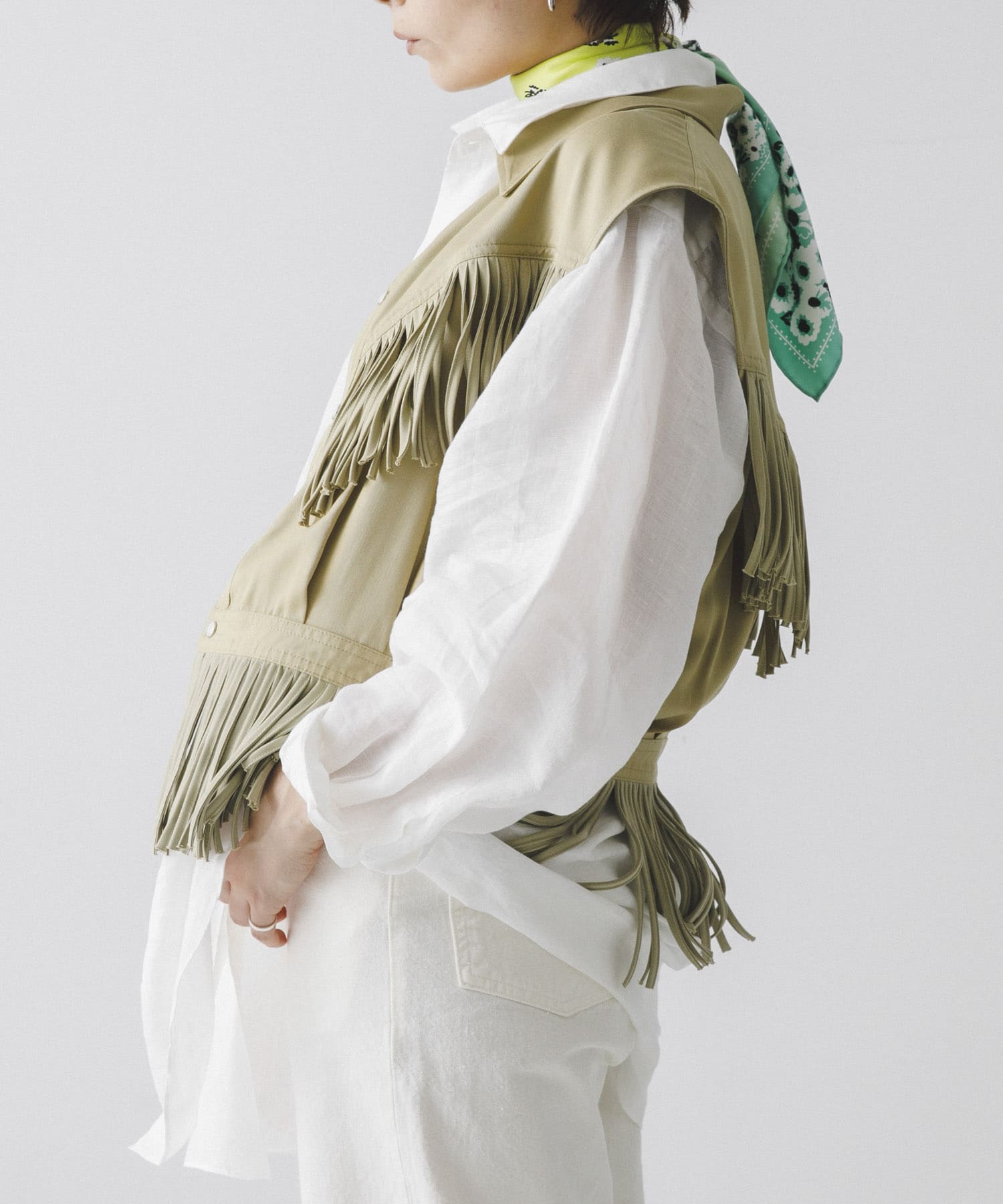 NOMARHYTHM TEXTILE　Fringe Vest BEIGE 1
