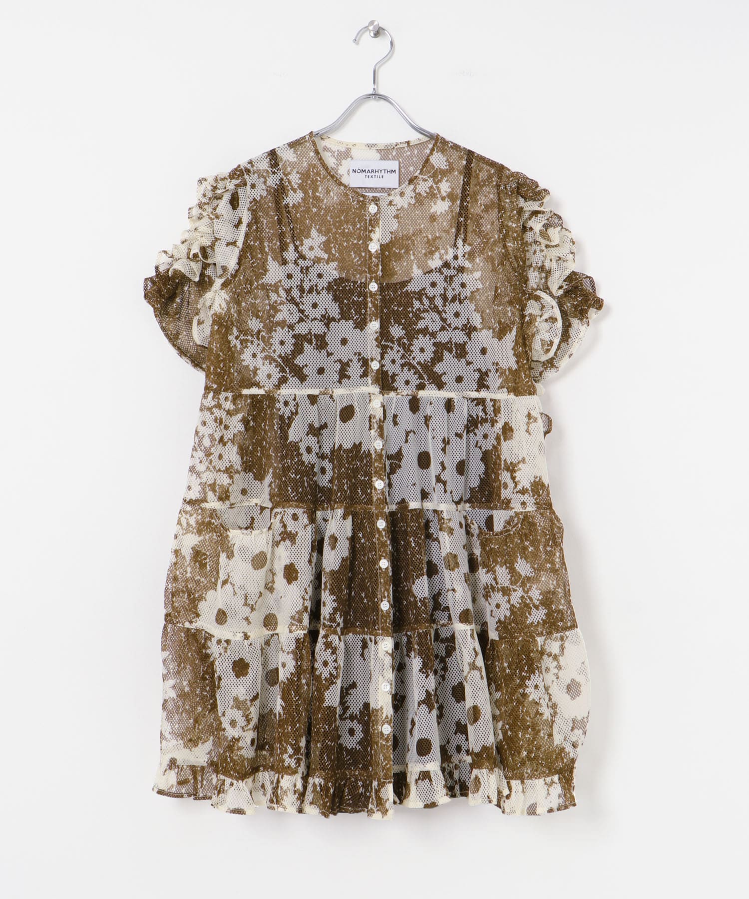 NOMARHYTHM TEXTILE　Mesh Ruffle Dress