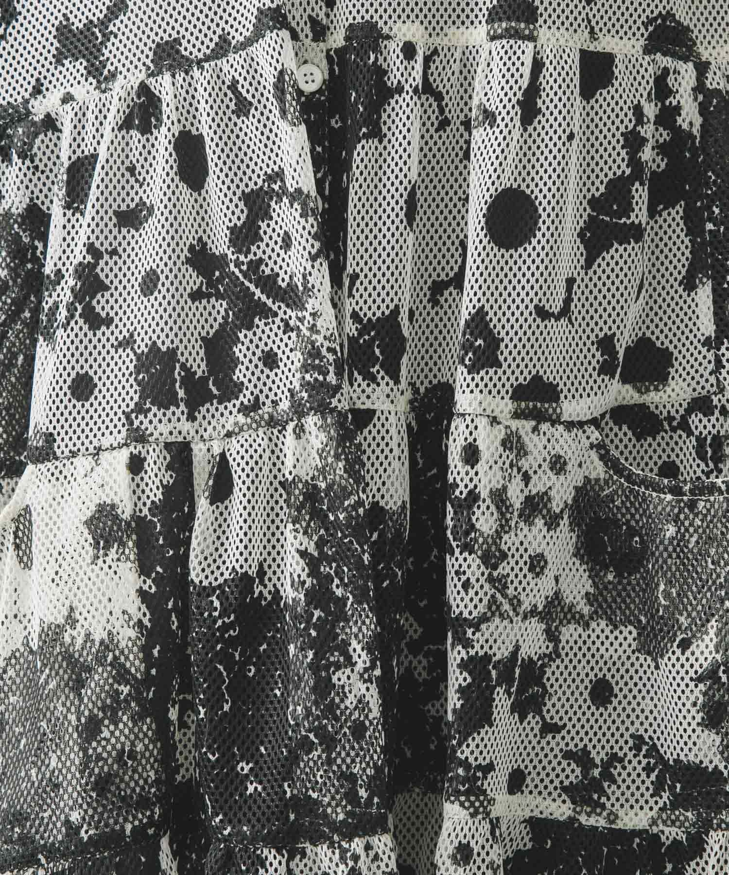 NOMARHYTHM TEXTILE　Mesh Ruffle Dress BLACK 1