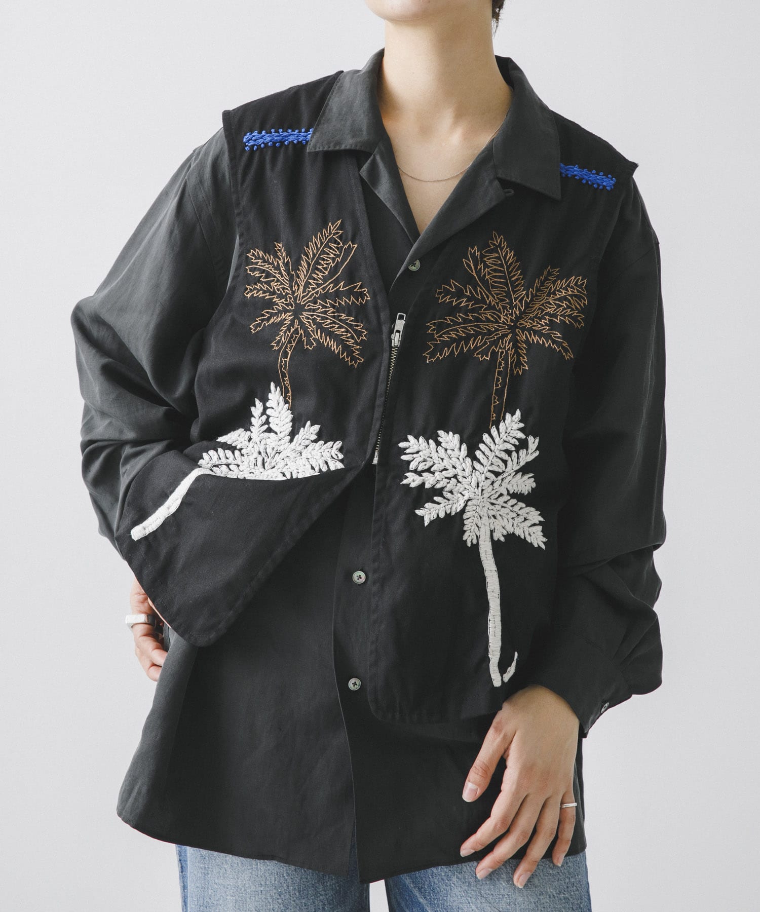 NOMARHYTHM TEXTILE　Palm Tree Hand Embroidery Vest