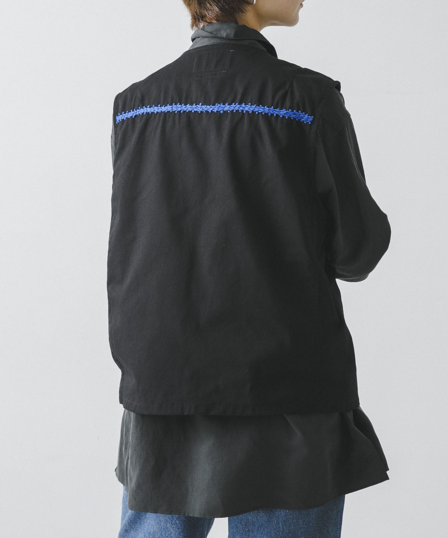 NOMARHYTHM TEXTILE　Palm Tree Hand Embroidery Vest BLACK 1