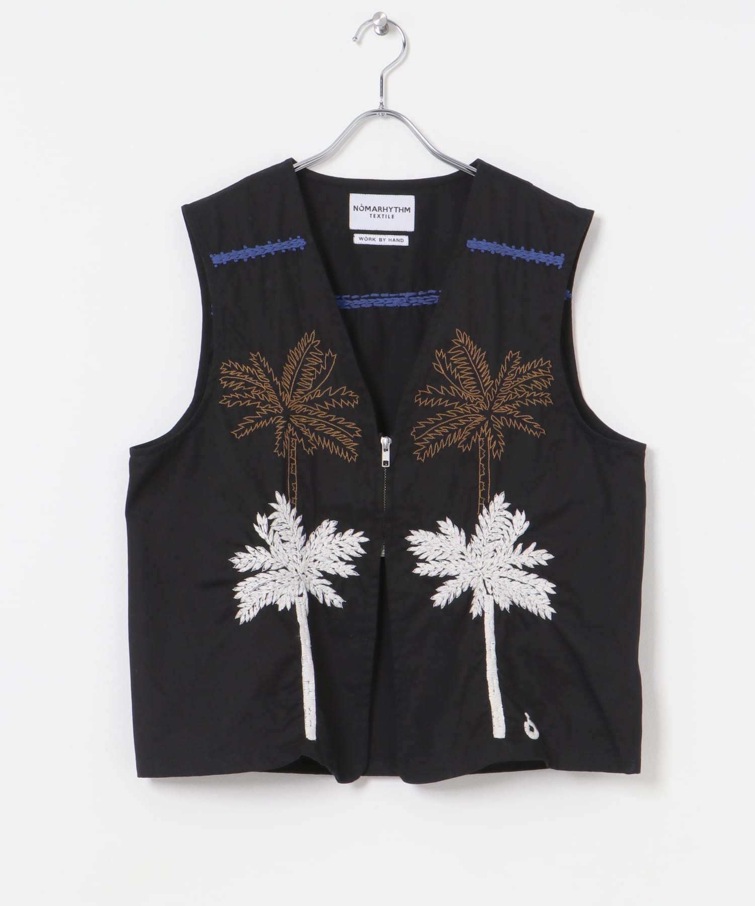 NOMARHYTHM TEXTILE　Palm Tree Hand Embroidery Vest BLACK 1