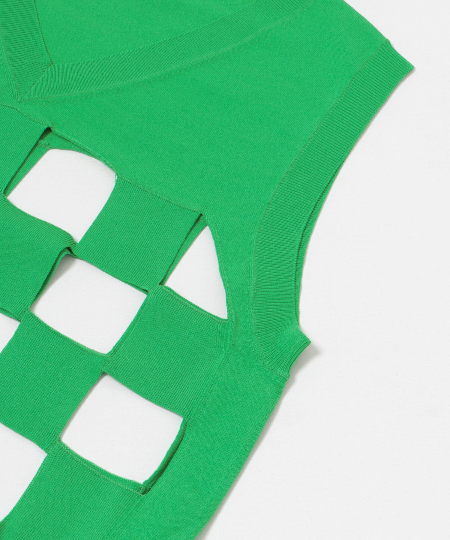 NOMARHYTHM TEXTILE　Cut-Out Checker Knit Vest GREEN 2