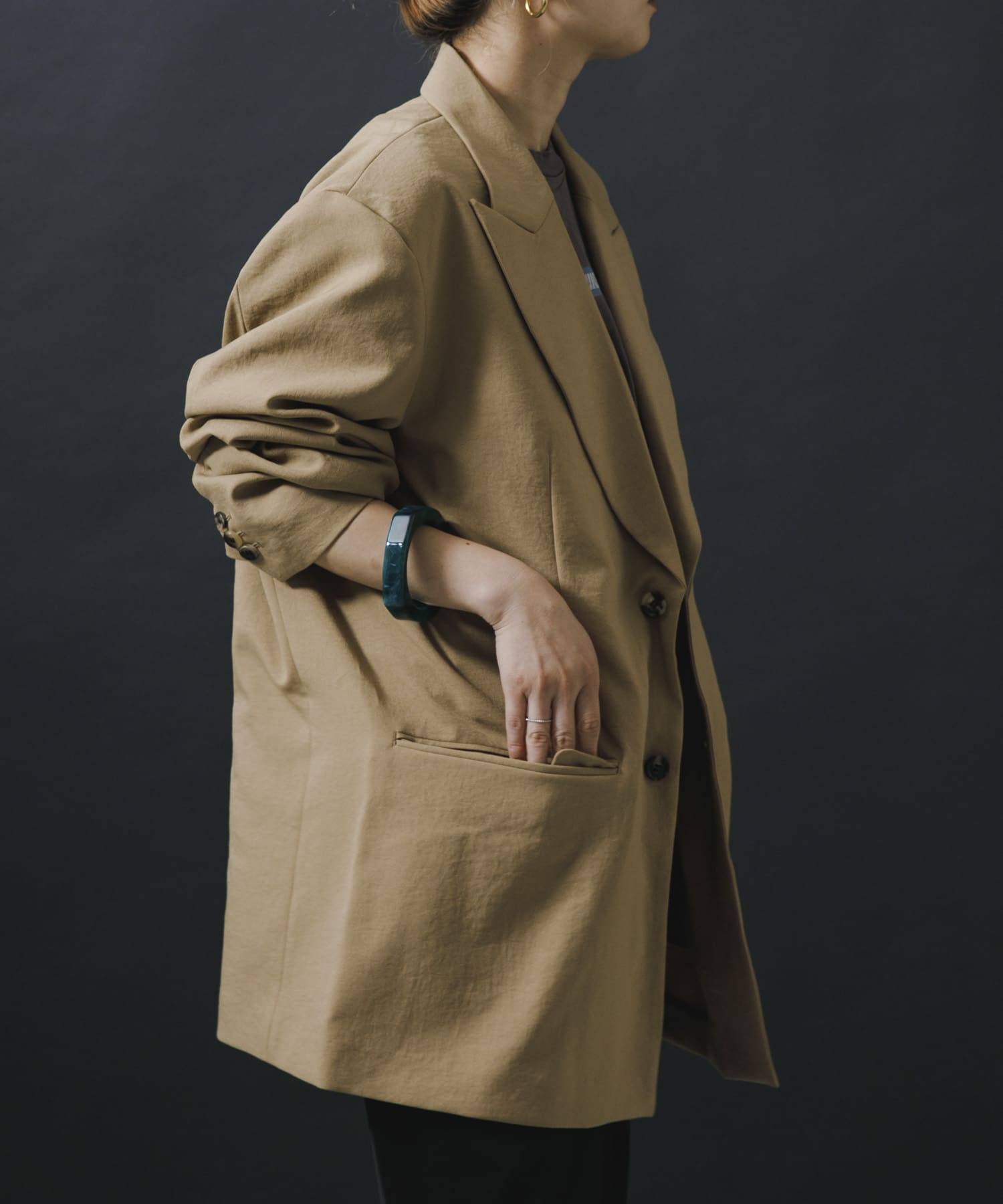 NOMARHYTHM TEXTILE　Wide Lapel Tailored Jk Beige 1