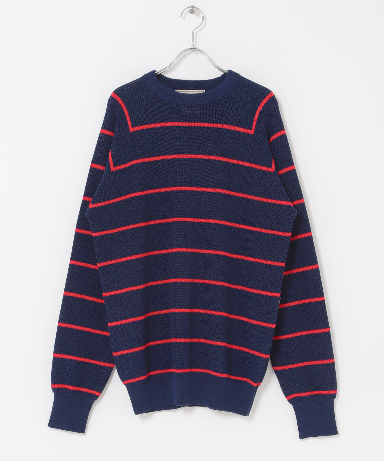 A PRESSE Wool Cotton High Gauge Crew Neck Sweater(2 GRAY