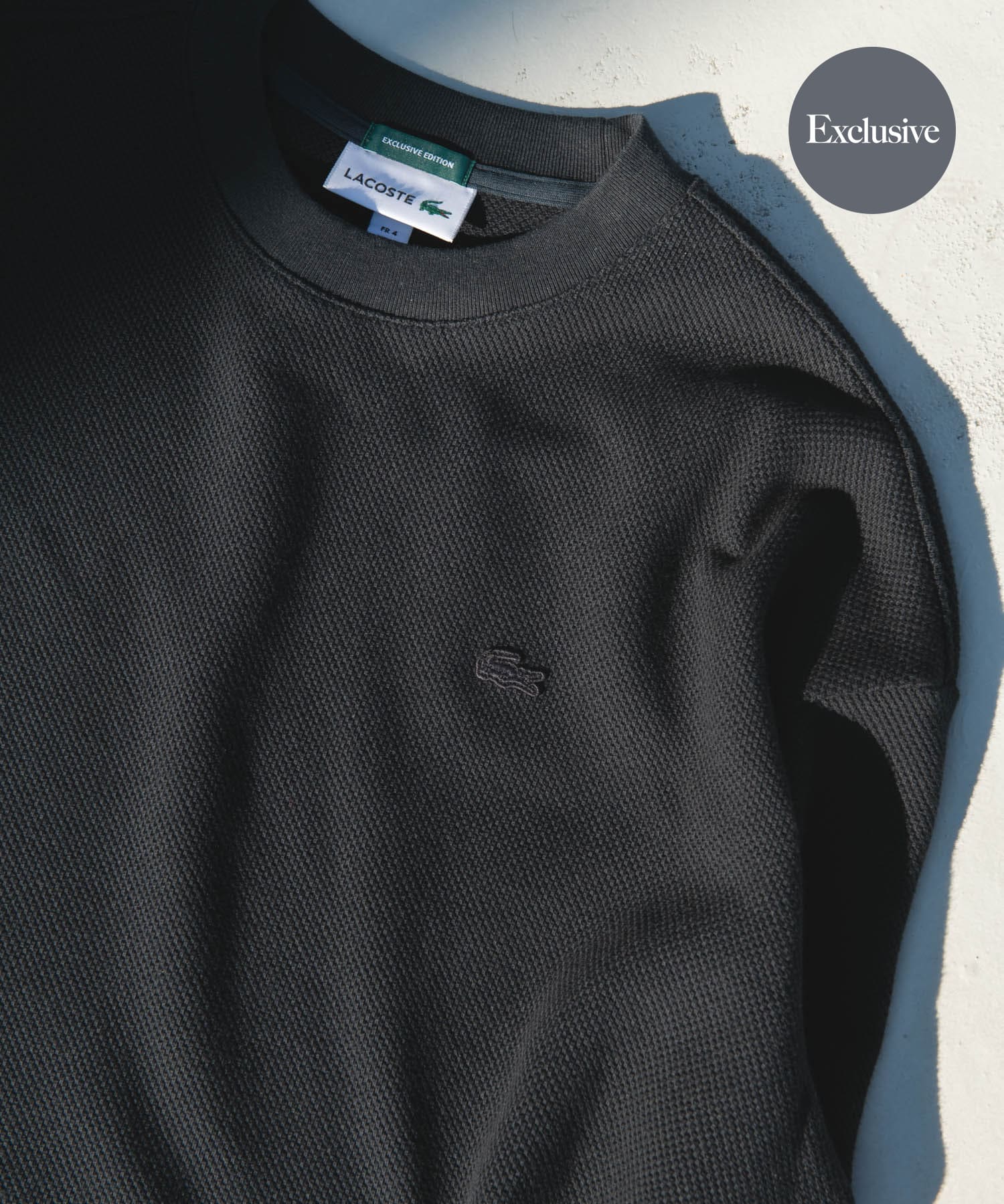 『別注』LACOSTE×DOORS　THICK PIQUE ROUND LONG-SLEEVE BLACK BIRD 3