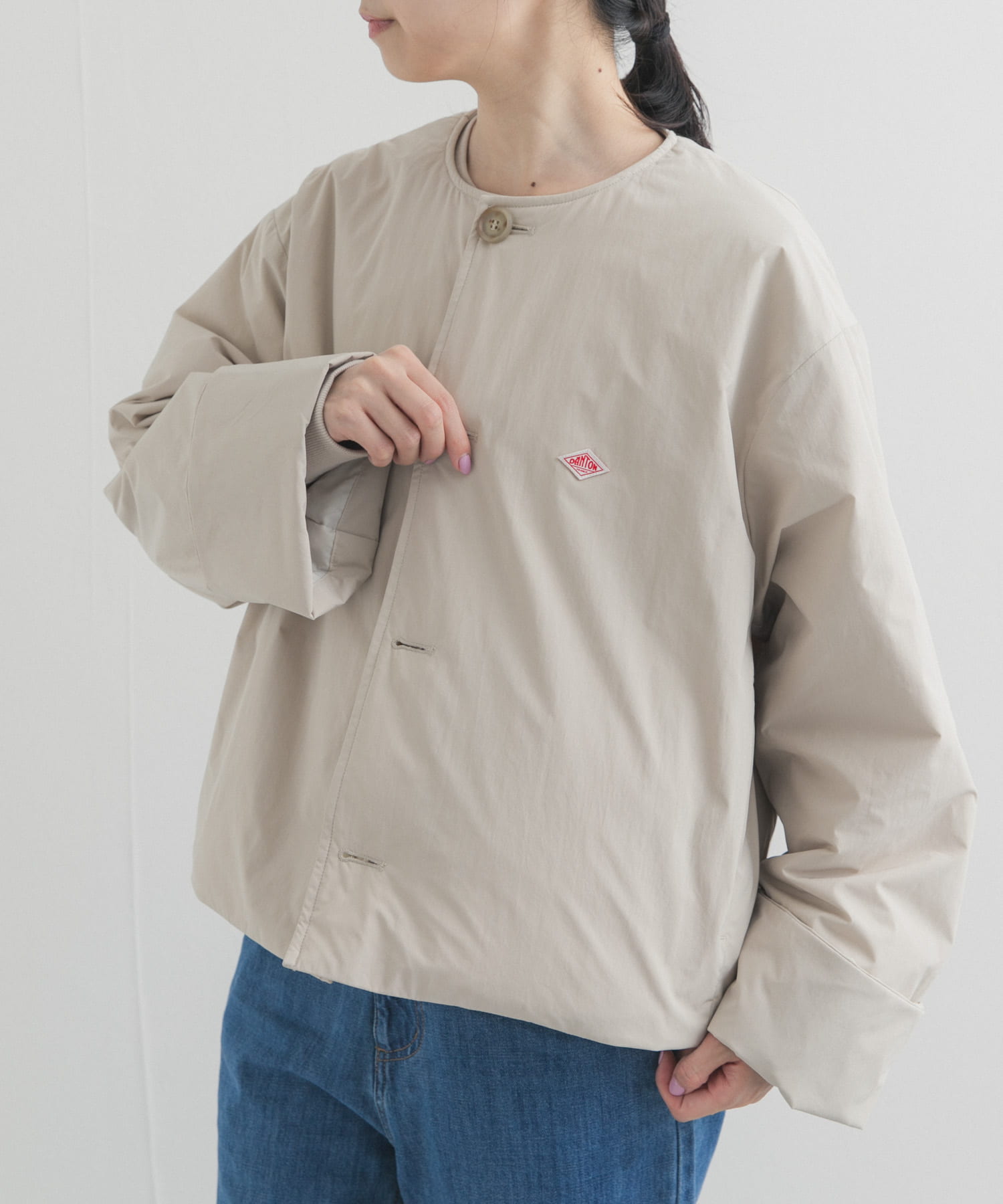 DANTON　COLLARLESS JACKET