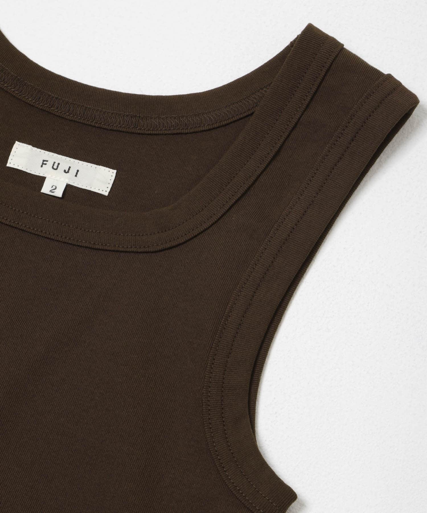 FUJI　COTTON SQUARE TANK TOP BROWN 2