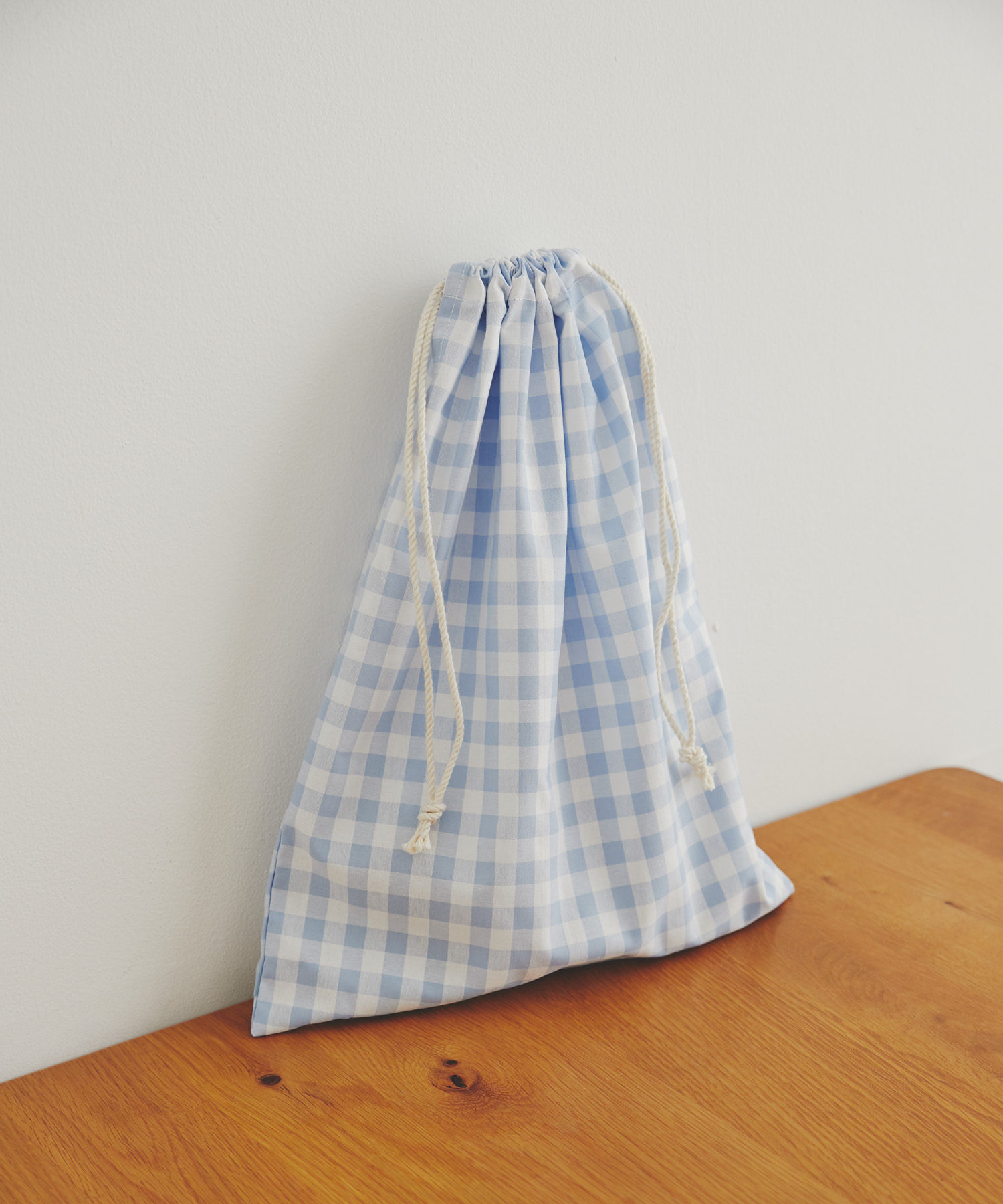 CINQ　巾着 ギンガムチェック L