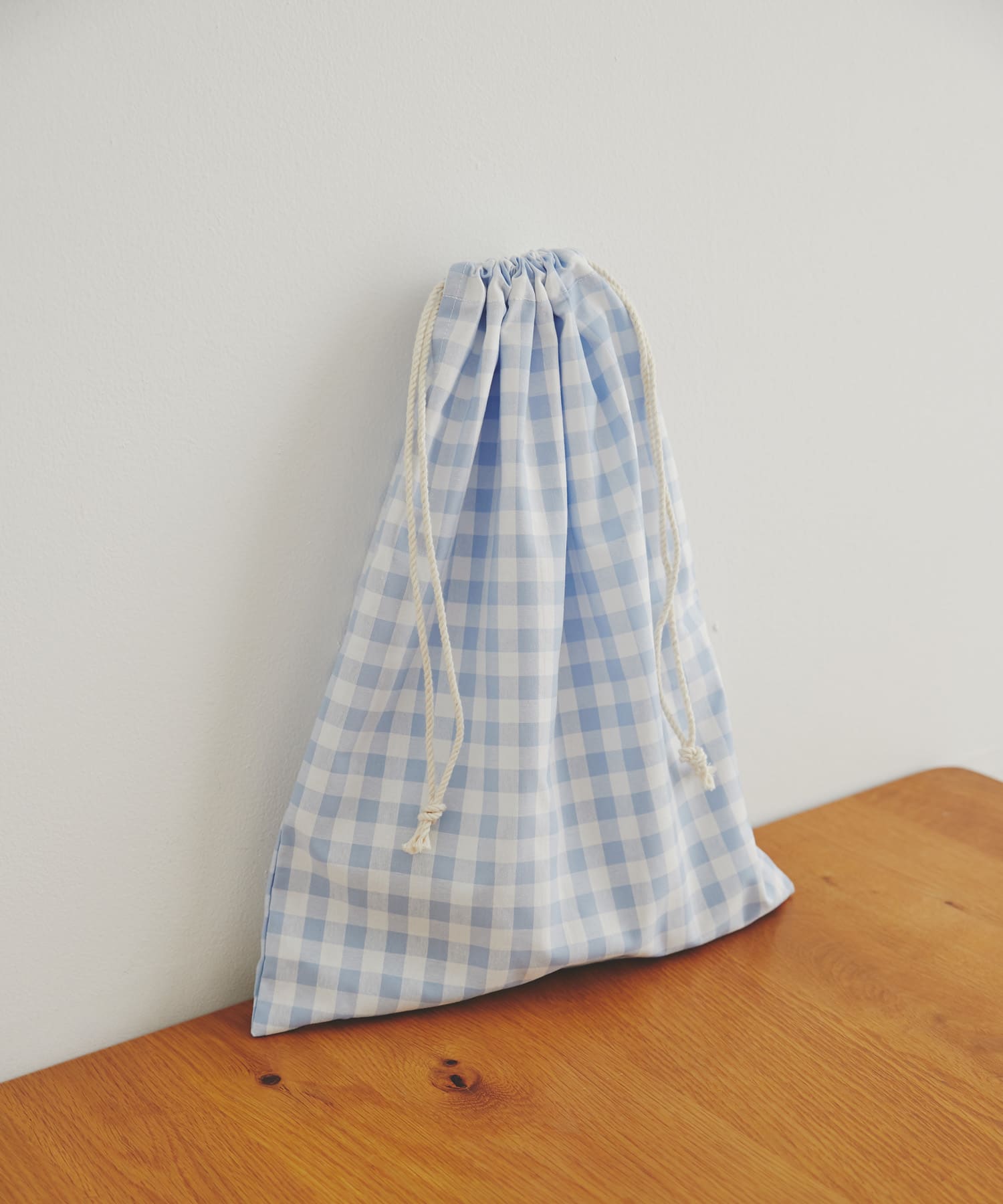 CINQ　巾着 ギンガムチェック L