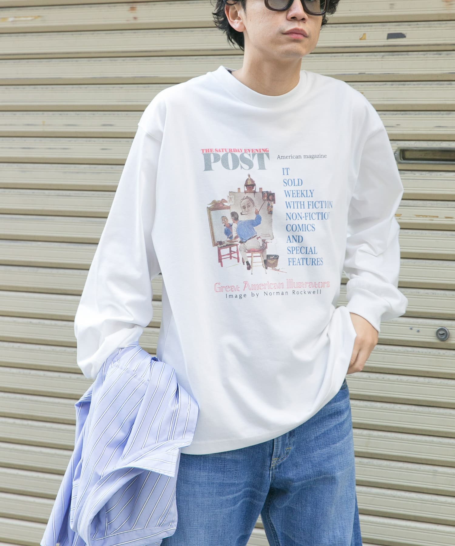 FORK&SPOON　グラフィックプリントロングスリーブTシャツ