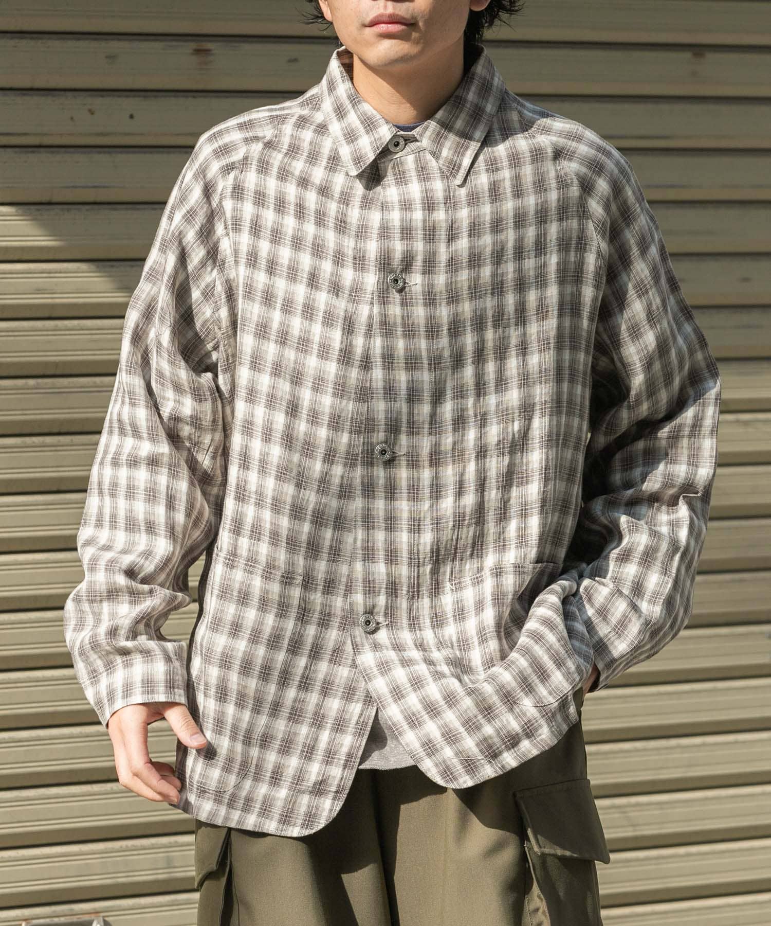 FORK&SPOON　リネンカバーオールシャツジャケット