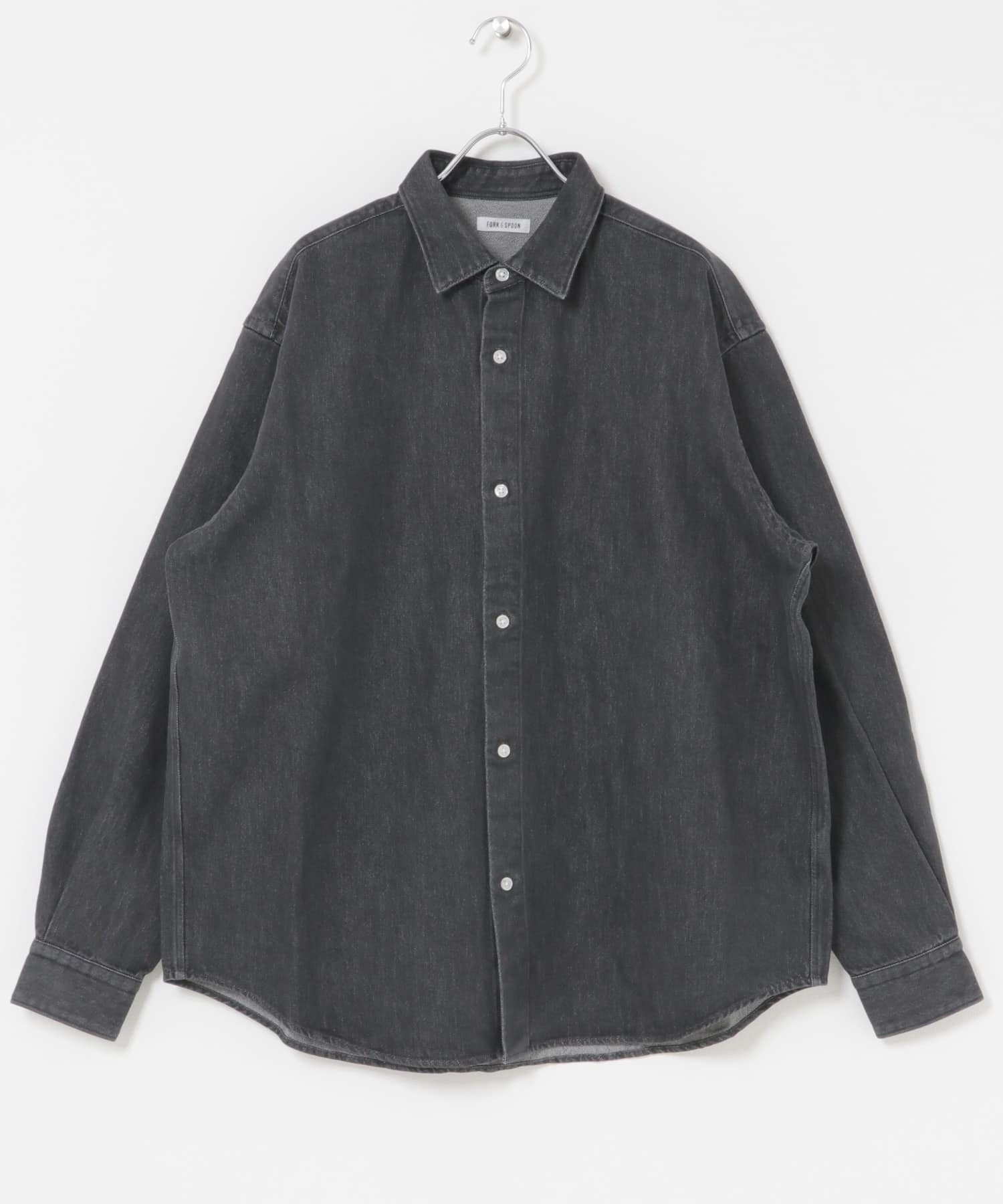 FORK&SPOON　ペーパーデニムシャツ BLACK 4