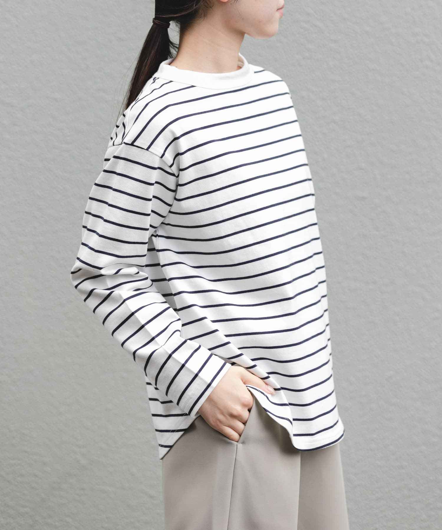 FORK&SPOON　ボトルネックロングスリーブTシャツ