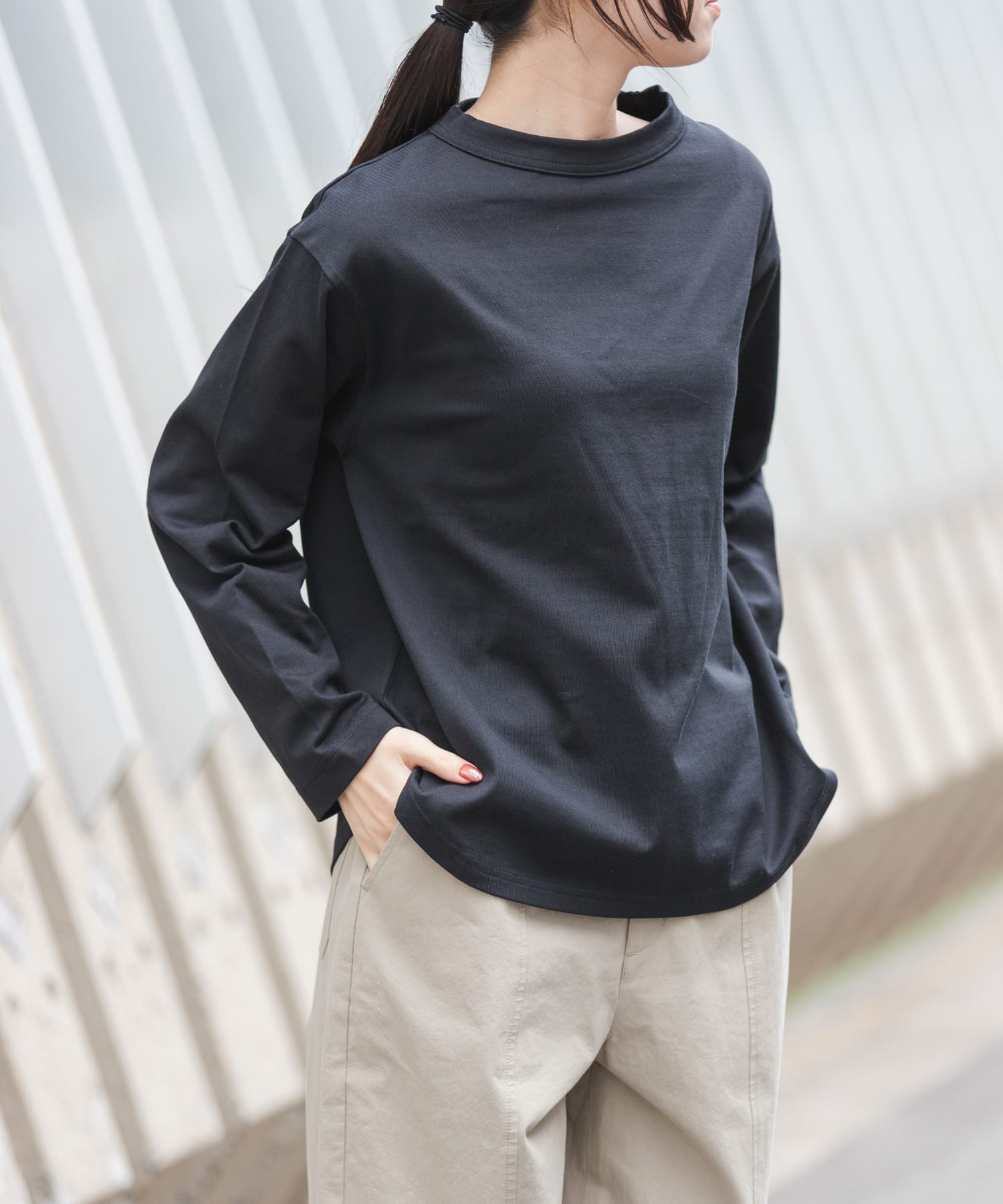 FORK&SPOON　ボトルネックロングスリーブTシャツ