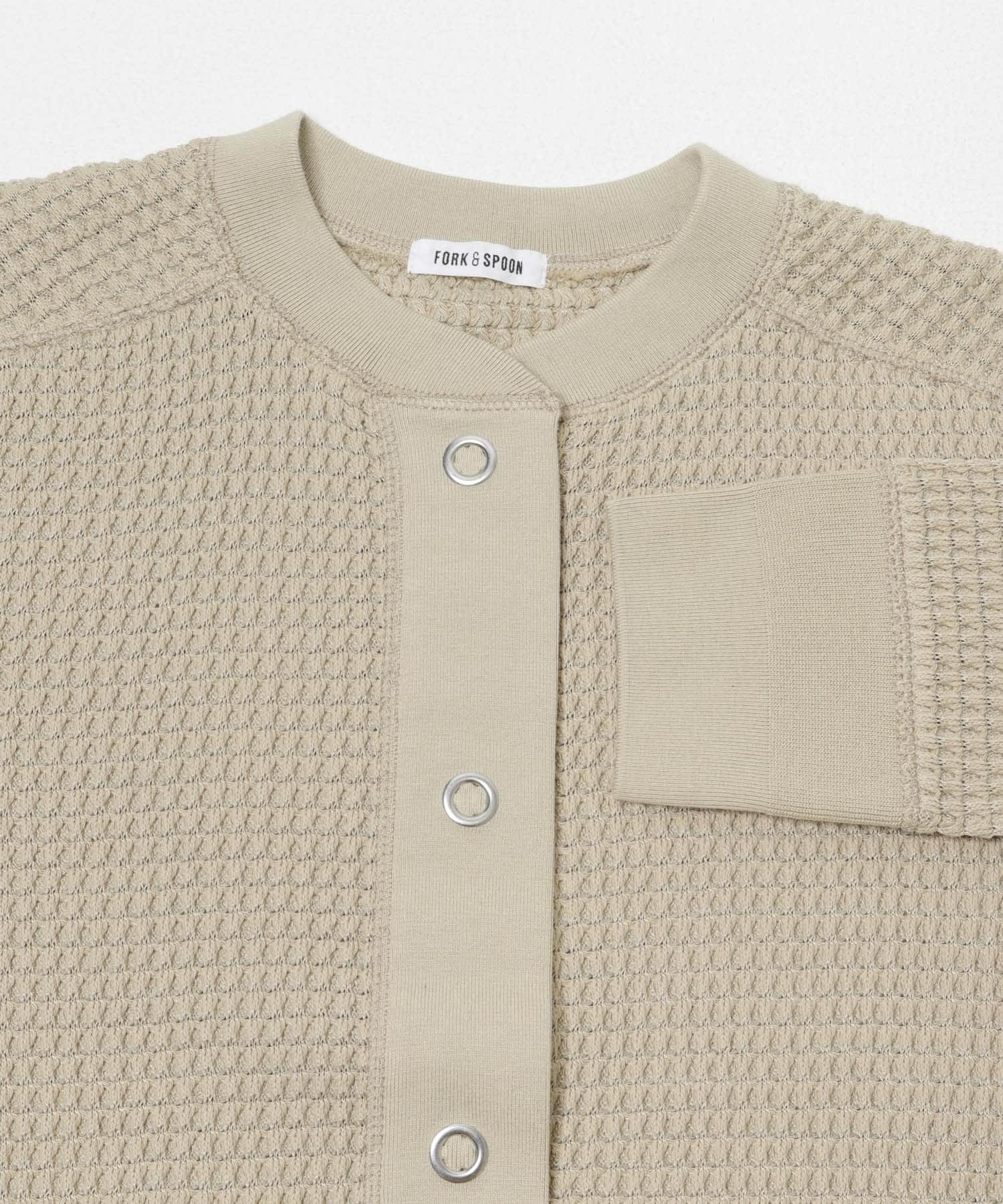 FORK&SPOON　ワッフルカーディガン BEIGE 1