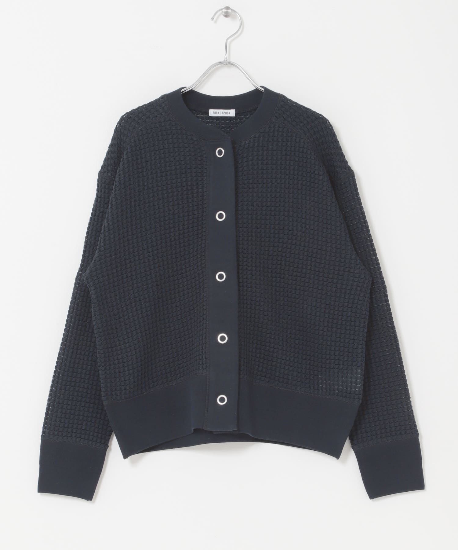 FORK&SPOON　ワッフルカーディガン NAVY 1