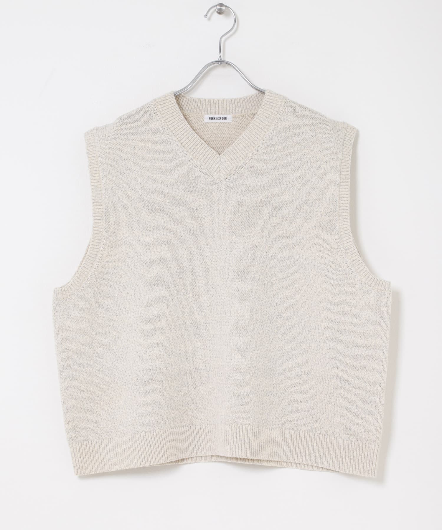 FORK&SPOON　テープヤーンVネックニットベスト IVORY 1