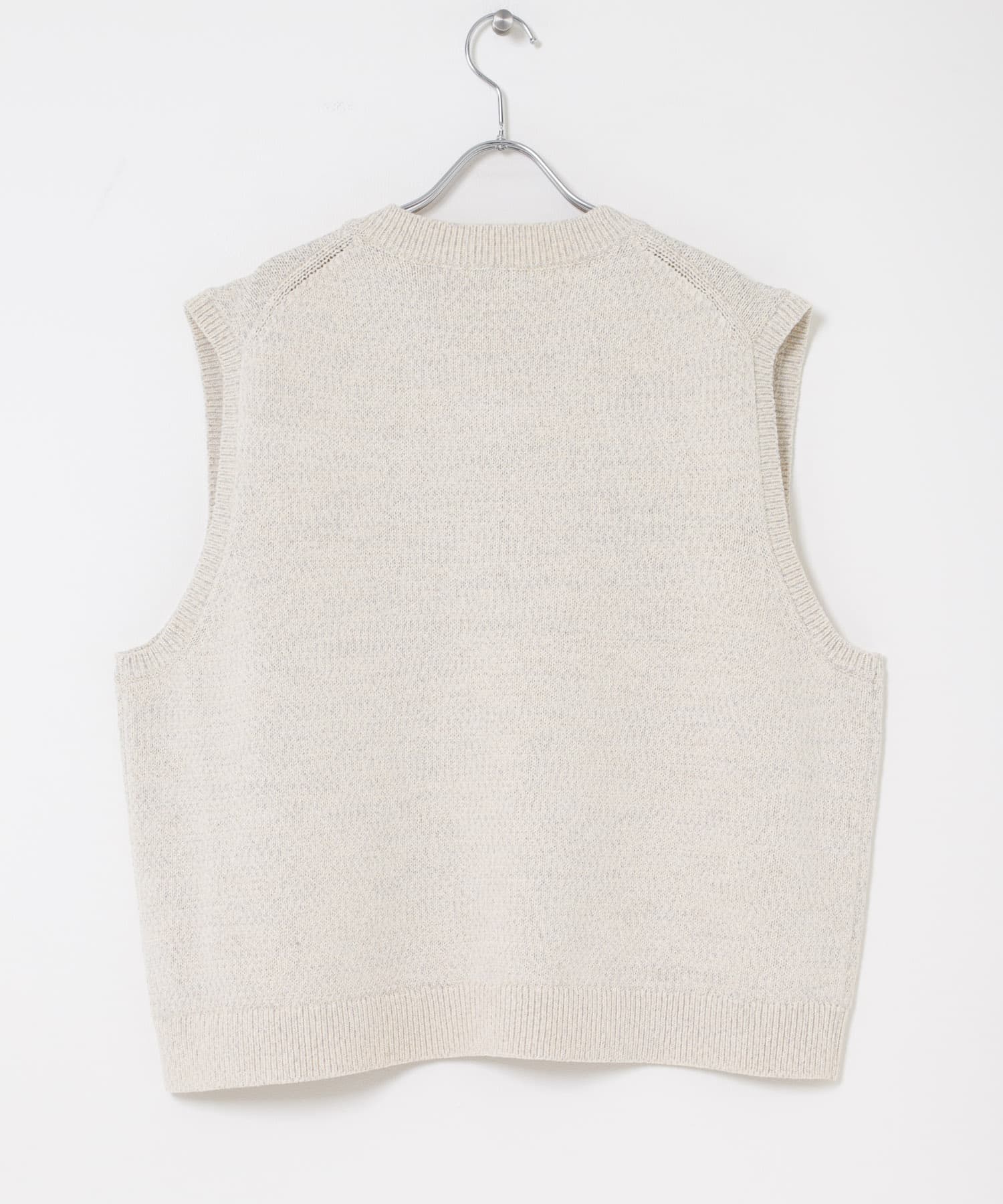 FORK&SPOON　テープヤーンVネックニットベスト IVORY 1
