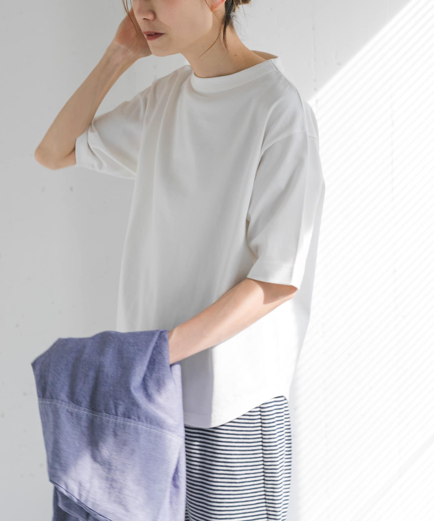 FORK&SPOON　ボトルネックショートスリーブTシャツ