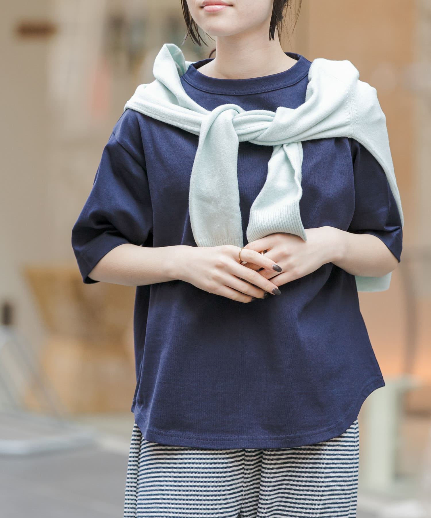 FORK&SPOON　ボトルネックショートスリーブTシャツ