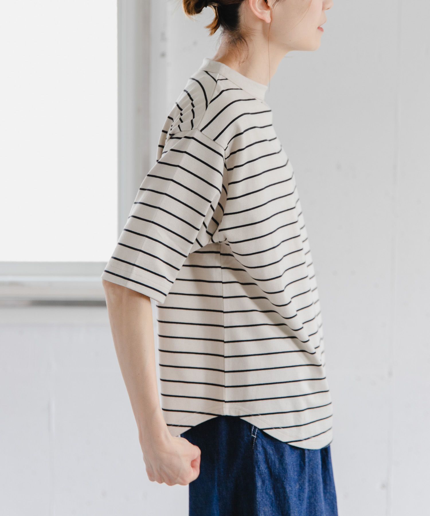 FORK&SPOON　ボトルネックショートスリーブTシャツ