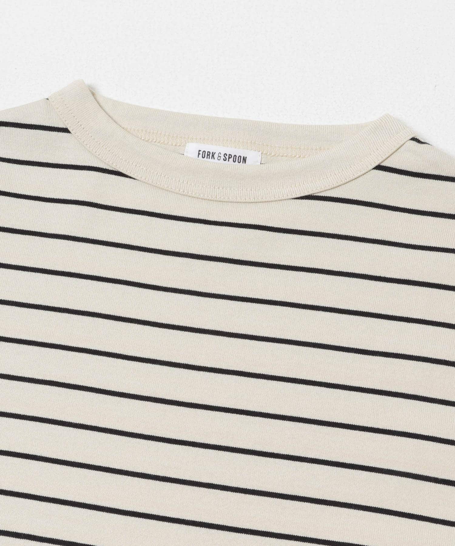 FORK&SPOON　ボトルネックショートスリーブTシャツ BEGｘBLK 1