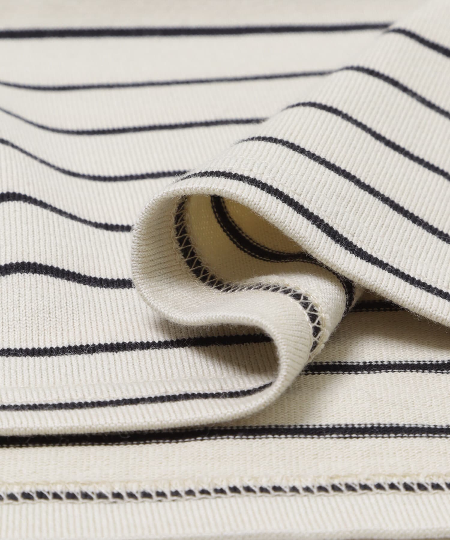 FORK&SPOON　ボトルネックショートスリーブTシャツ BEGｘBLK 1