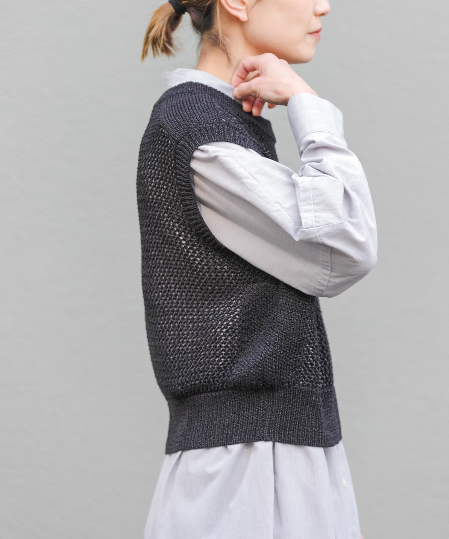 FORK&SPOON　ペーパーメッシュニットベスト