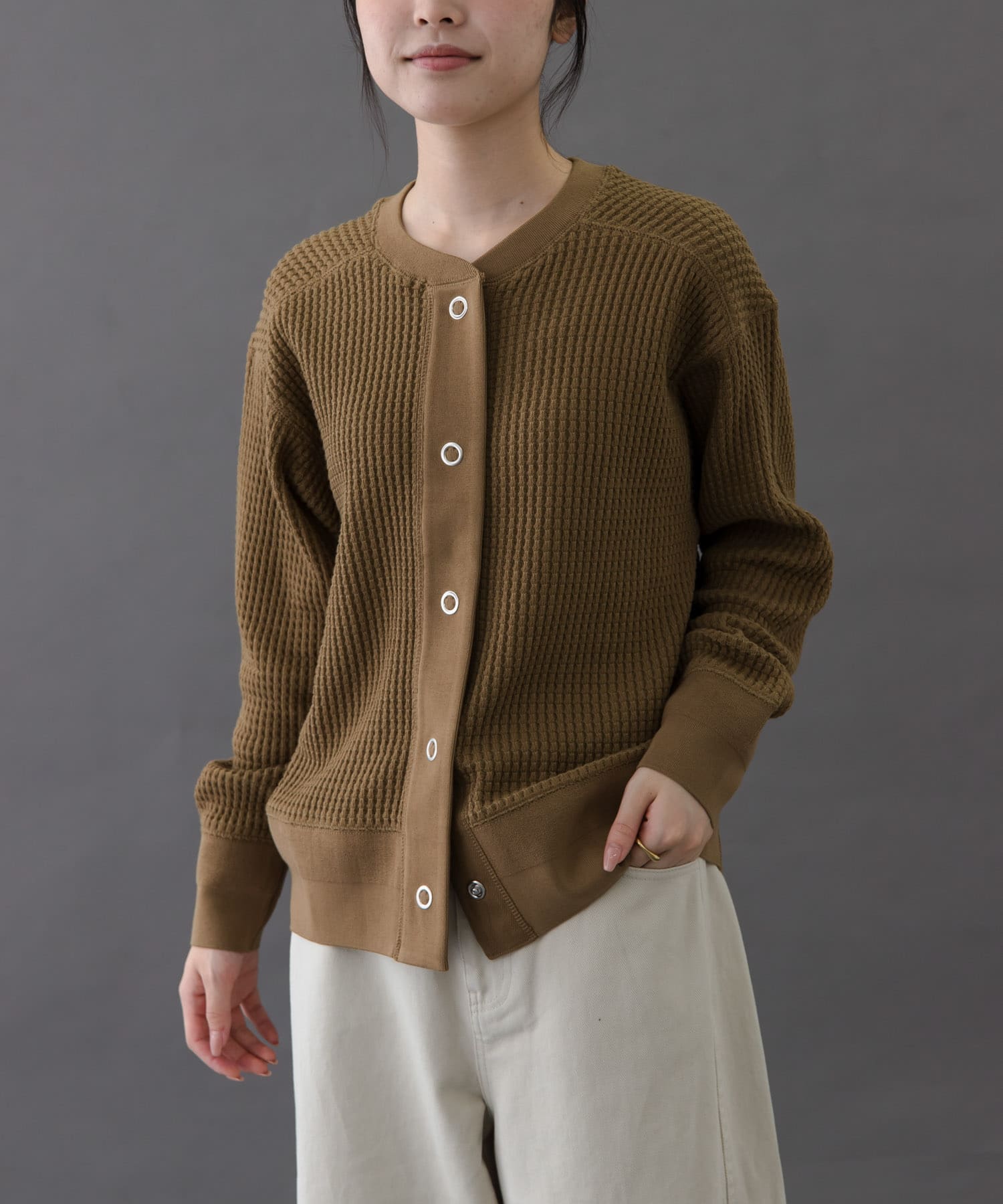 FORK&SPOON　ワッフルカーディガン