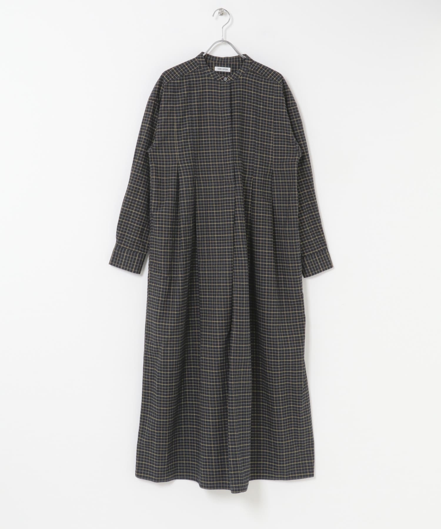 FORK&SPOON　タックデザインワンピース BLACK CHK 1
