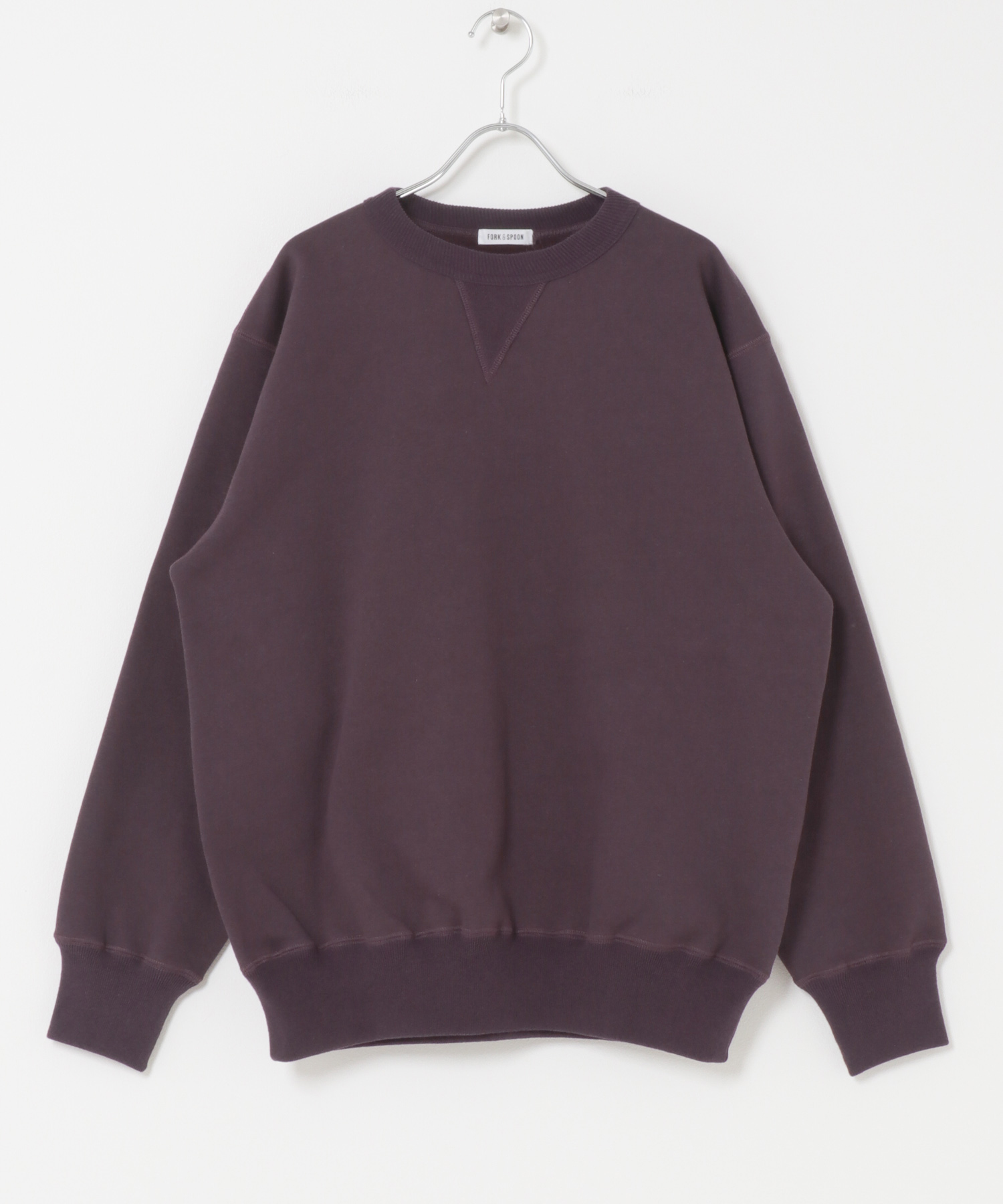FORK&SPOON　リサイクルコットン裏毛クルーネックスウェット DARKPURPLE 4