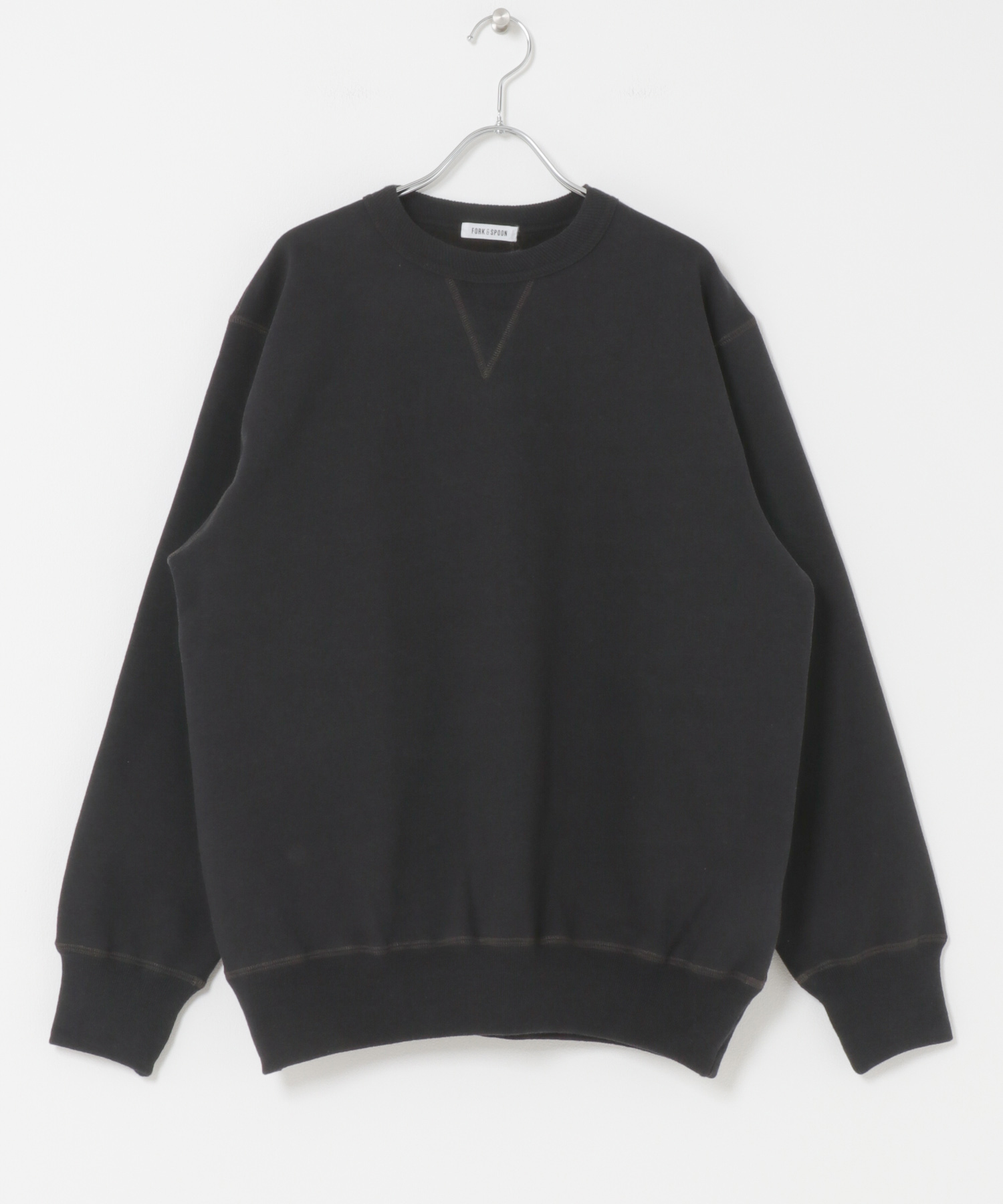 FORK&SPOON　リサイクルコットン裏毛クルーネックスウェット BLACK 4