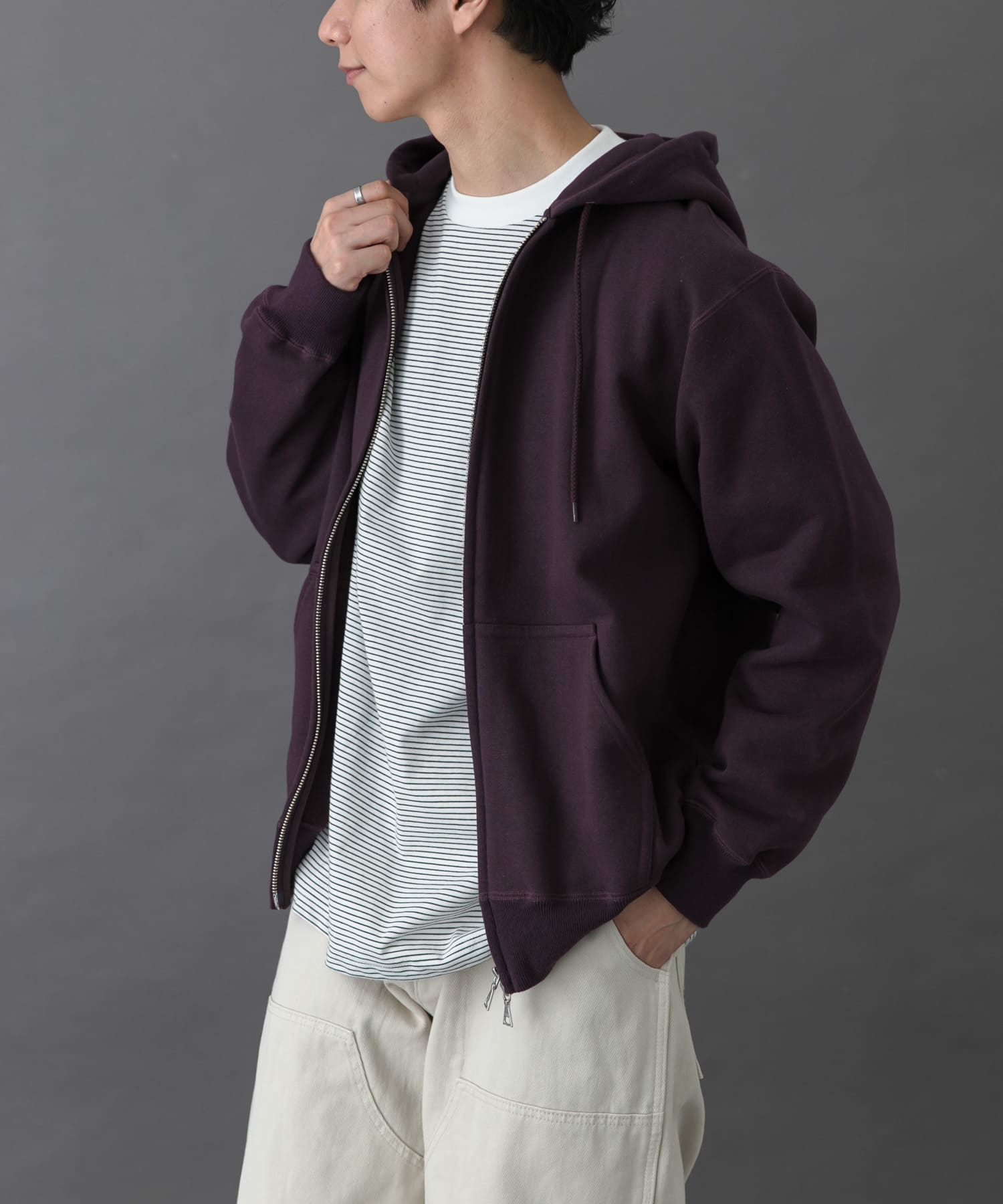 FORK&SPOON　リサイクルコットン裏毛ジップフーディー