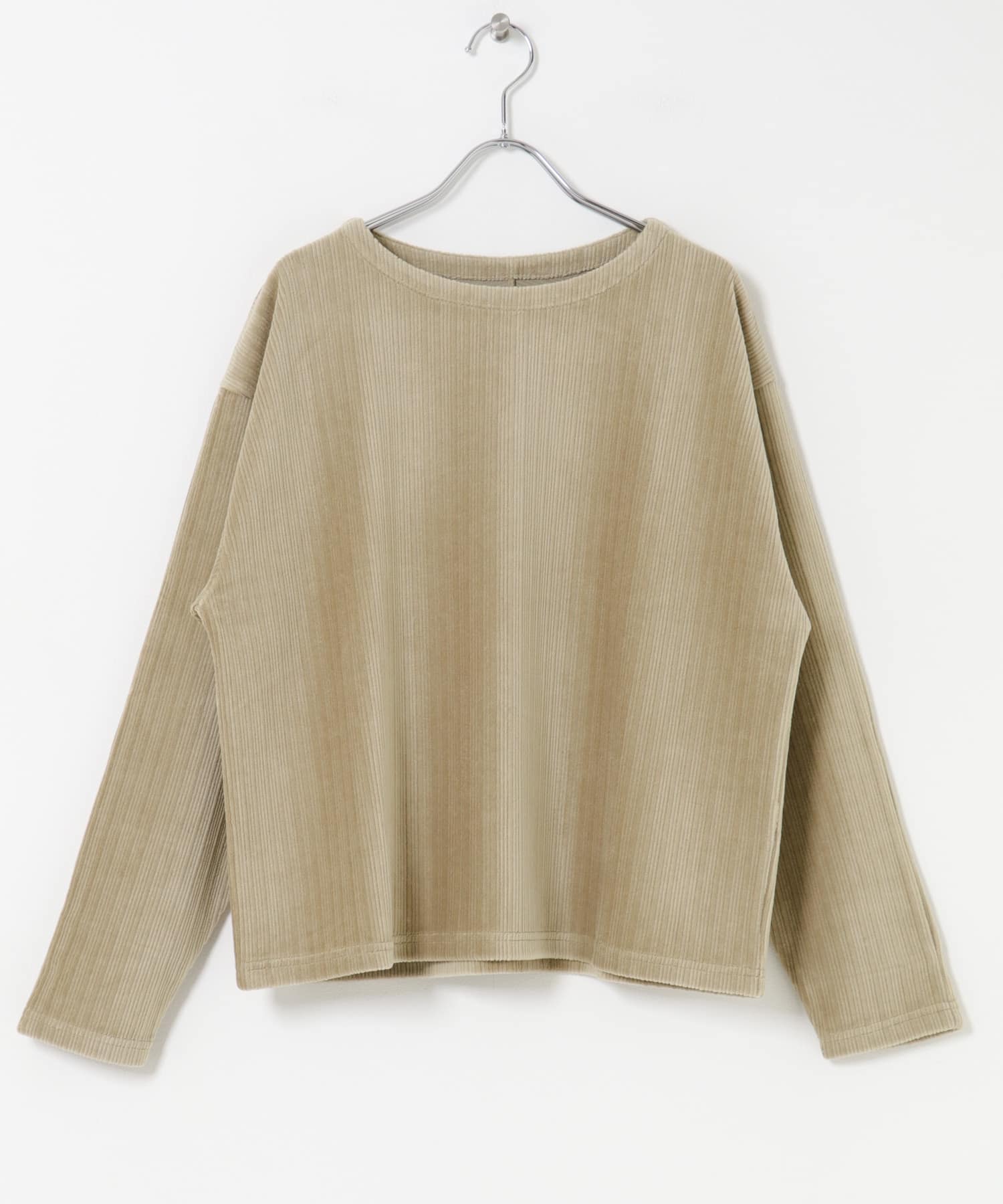 FORK&SPOON　ストライプモールボートネックプルオーバー BEIGE 1