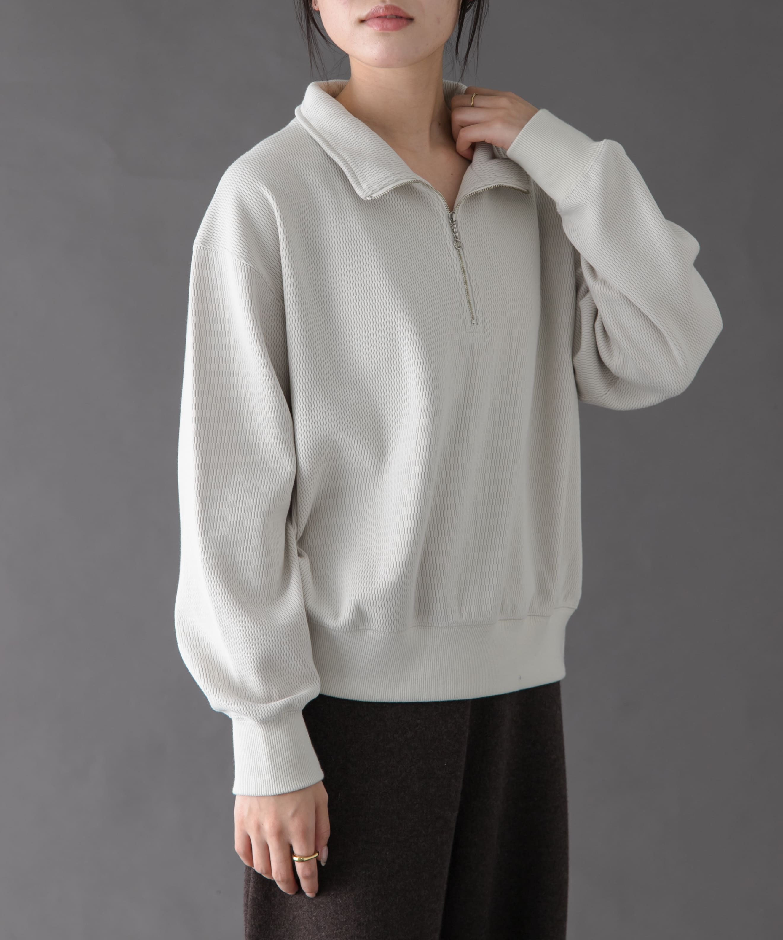 FORK&SPOON　ハーフジップサーマルカットソー